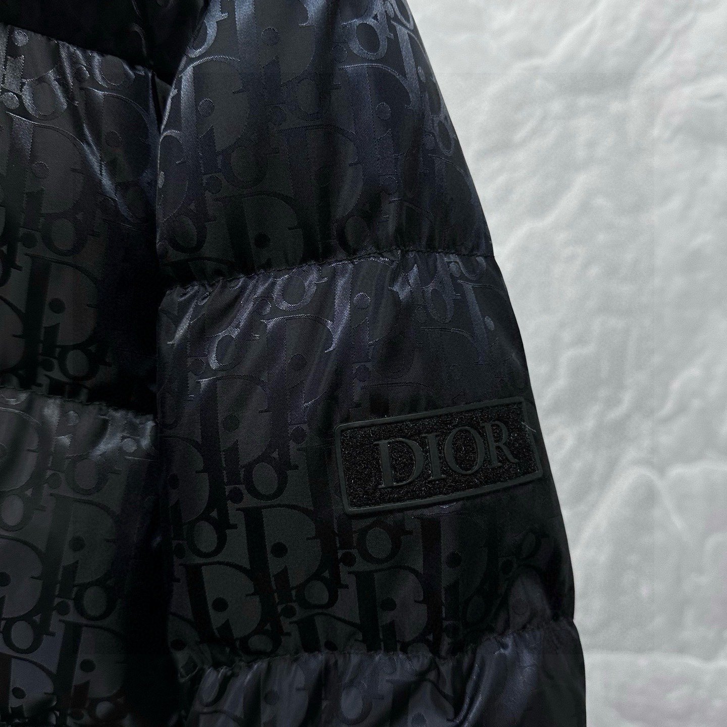 Dior All-Over Logo Stand-Collar Down Jacket — detail