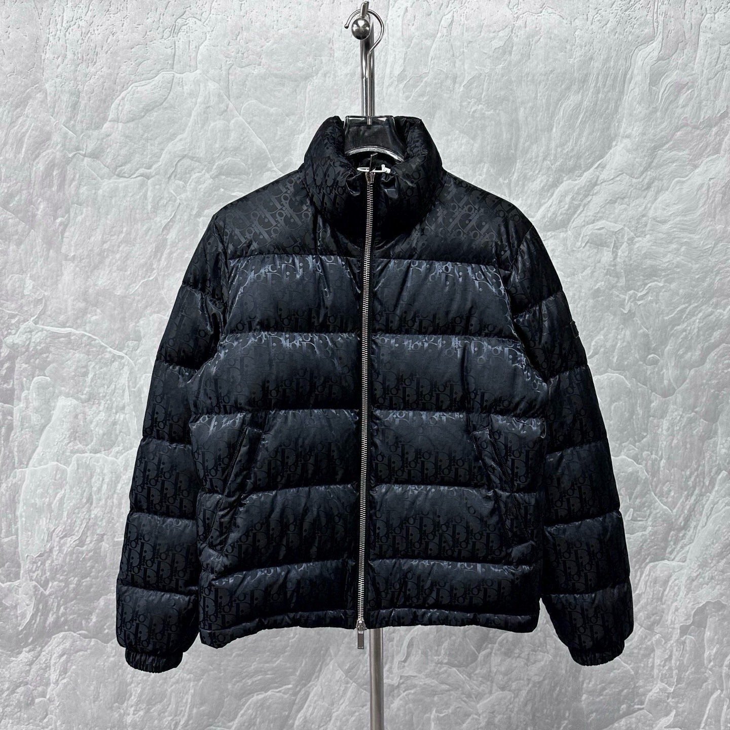Dior All-Over Logo Stand-Collar Down Jacket