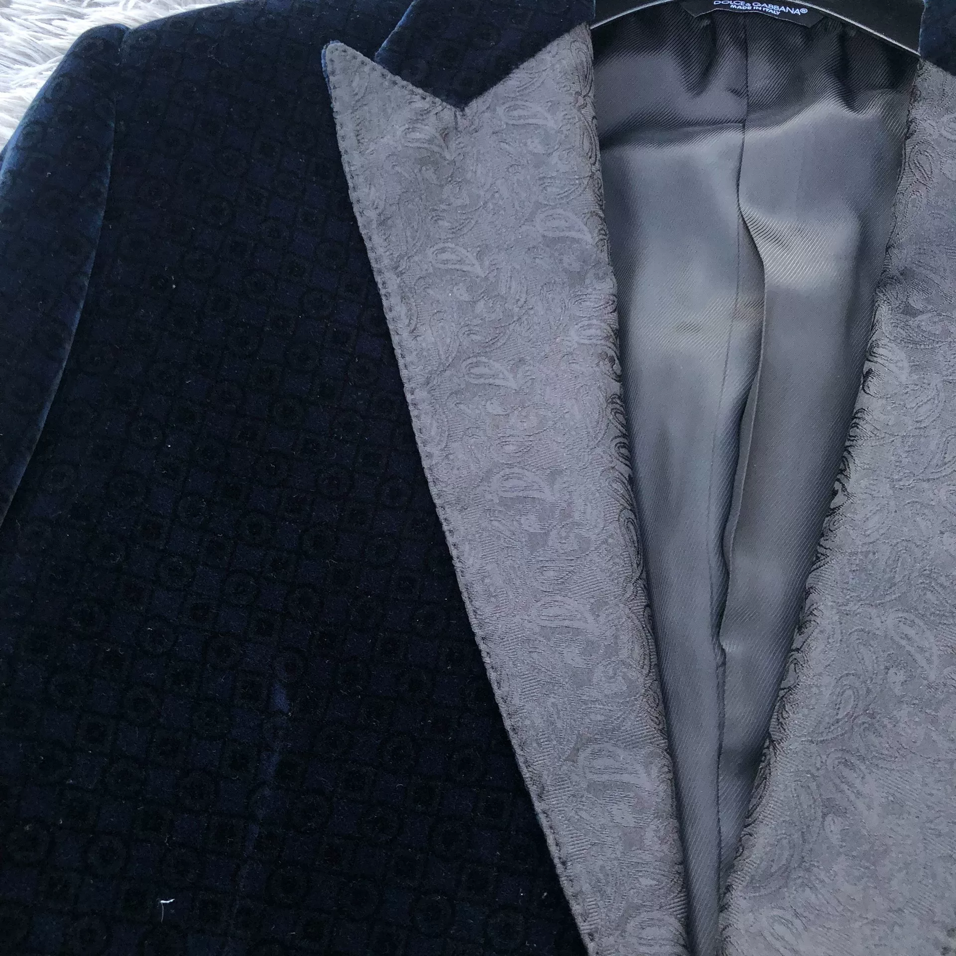 Dolce Gabbana Dark Blue Velvet Blazer — back