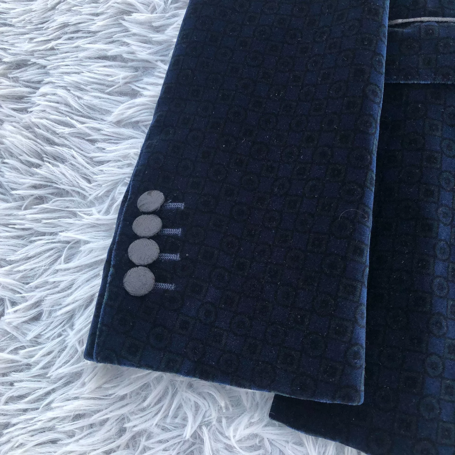 Dolce Gabbana Dark Blue Velvet Blazer — front