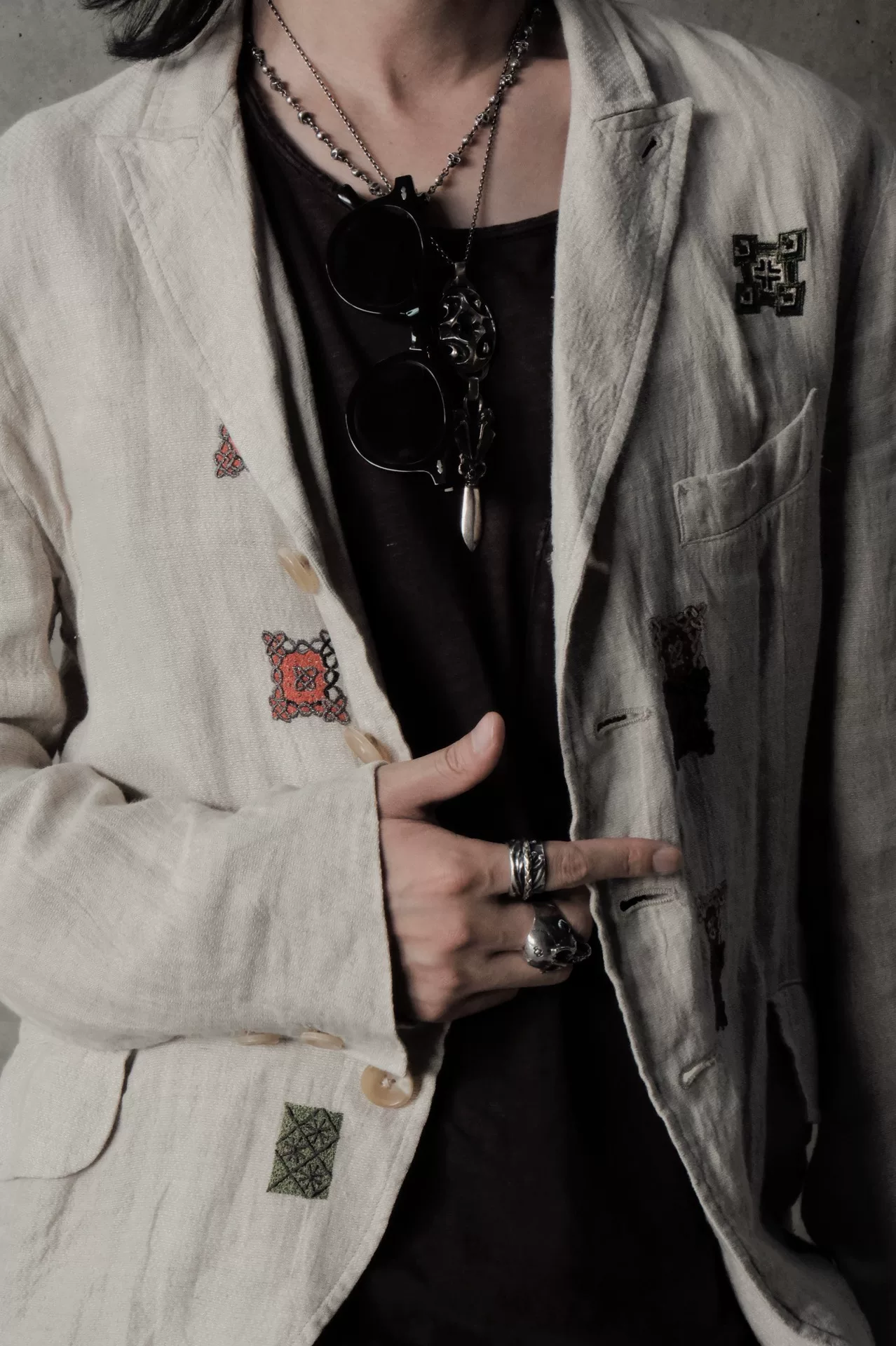 Yohji Yamamoto Gothic Silver Alien Skull Necklace — label