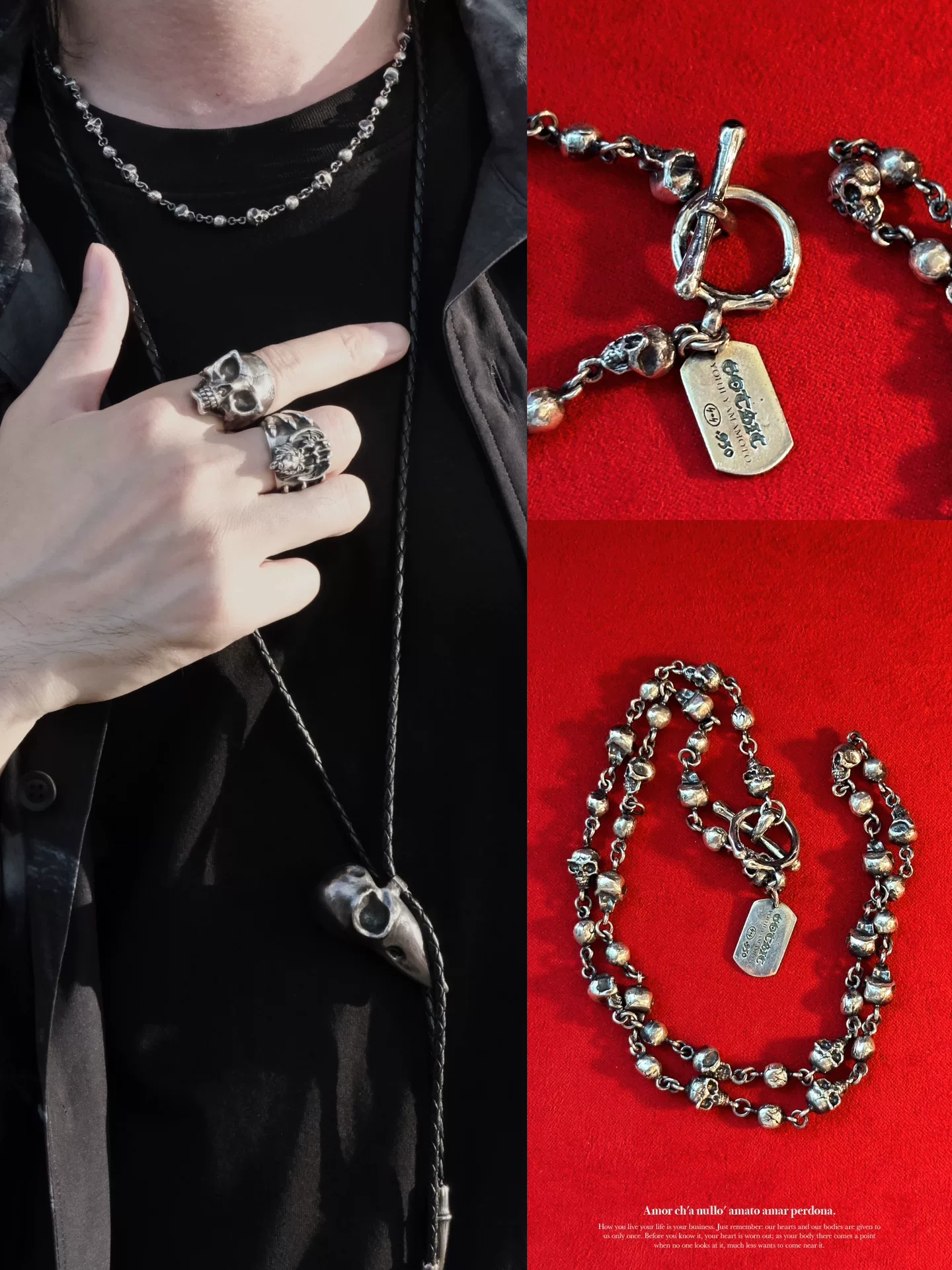 Yohji Yamamoto Gothic Silver Alien Skull Necklace