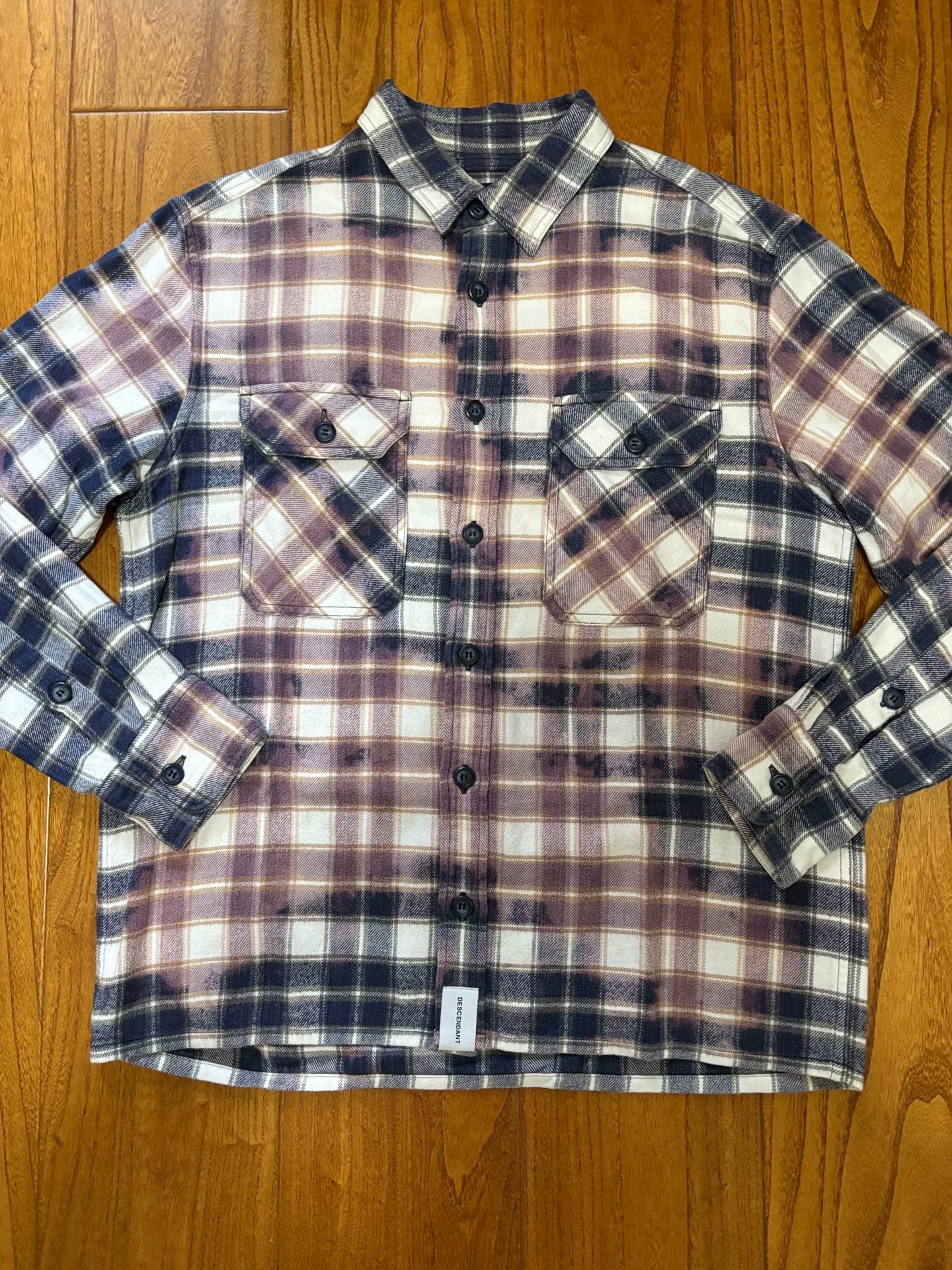Descendant Moss Check Tie-Dye Long-Sleeve Shirt