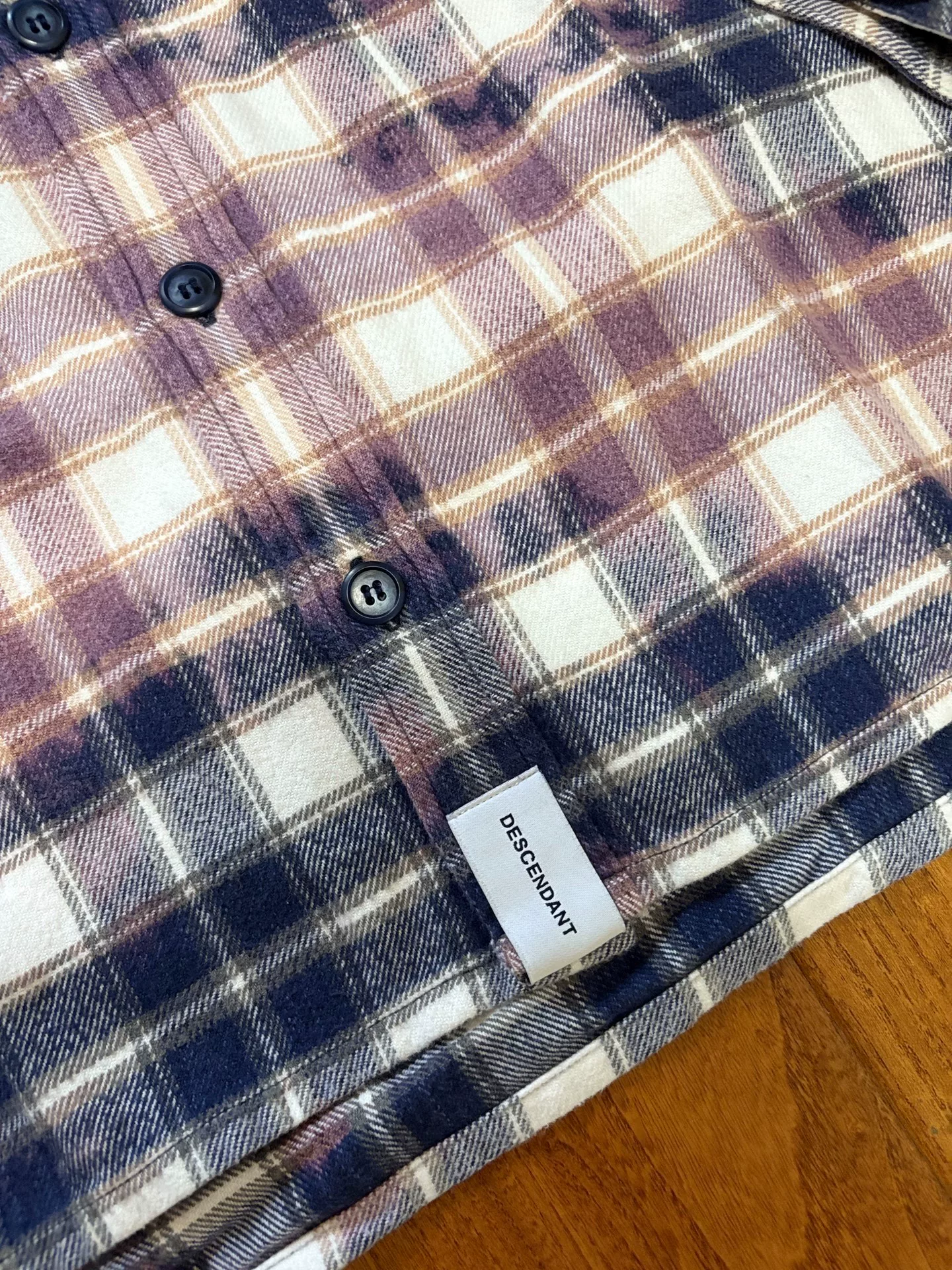 Descendant Moss Check Tie-Dye Long-Sleeve Shirt — detail