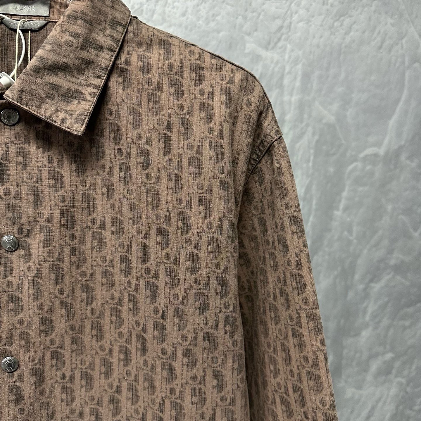 Dior Brown Logo Denim Shirt Jacket — detail