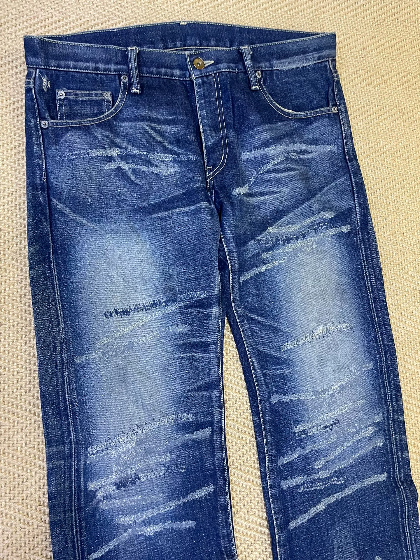 NEIGHBORHOOD Washed Distressed Jeans — back