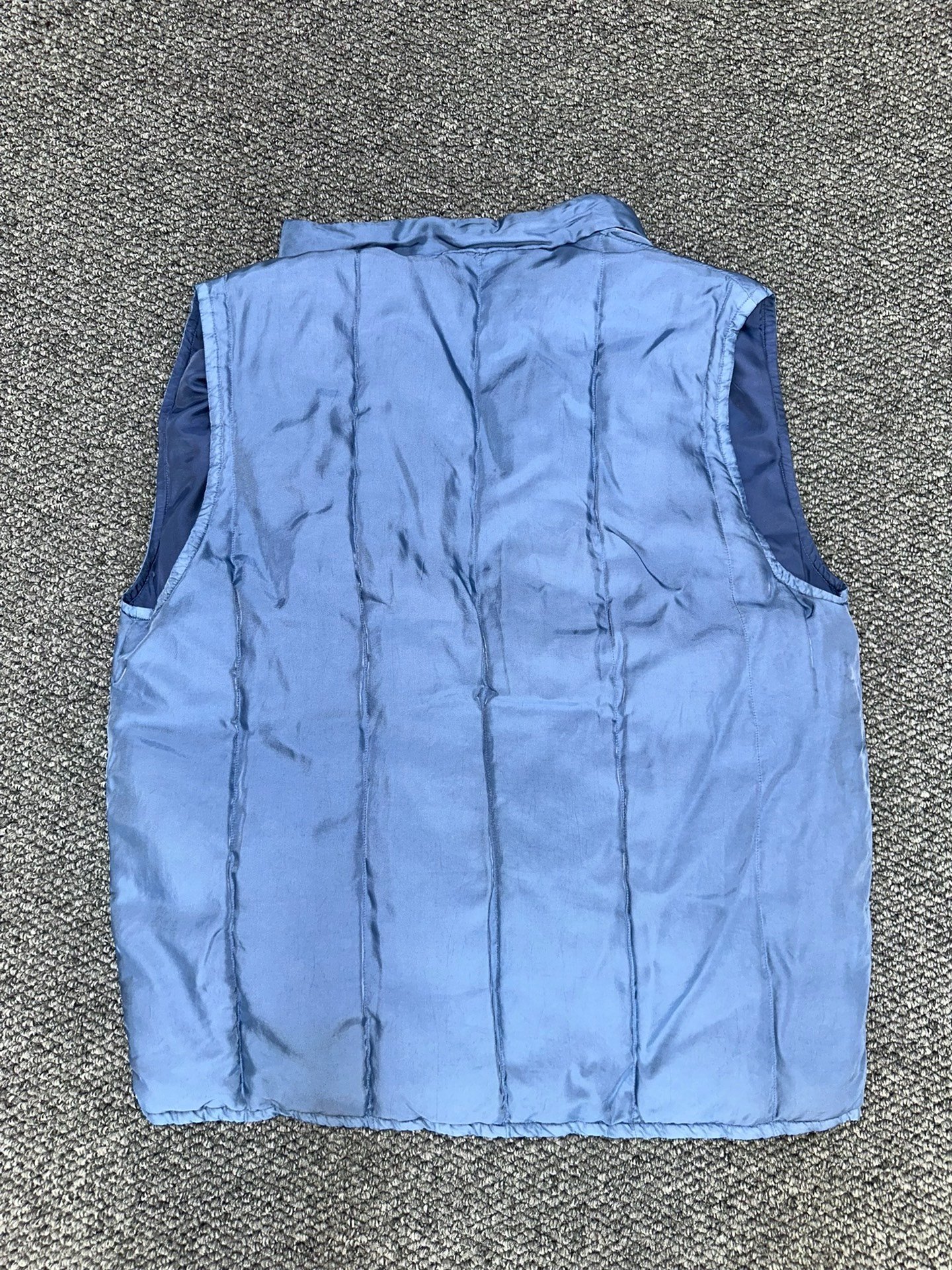 visvim Blue Quilted Down Vest — label