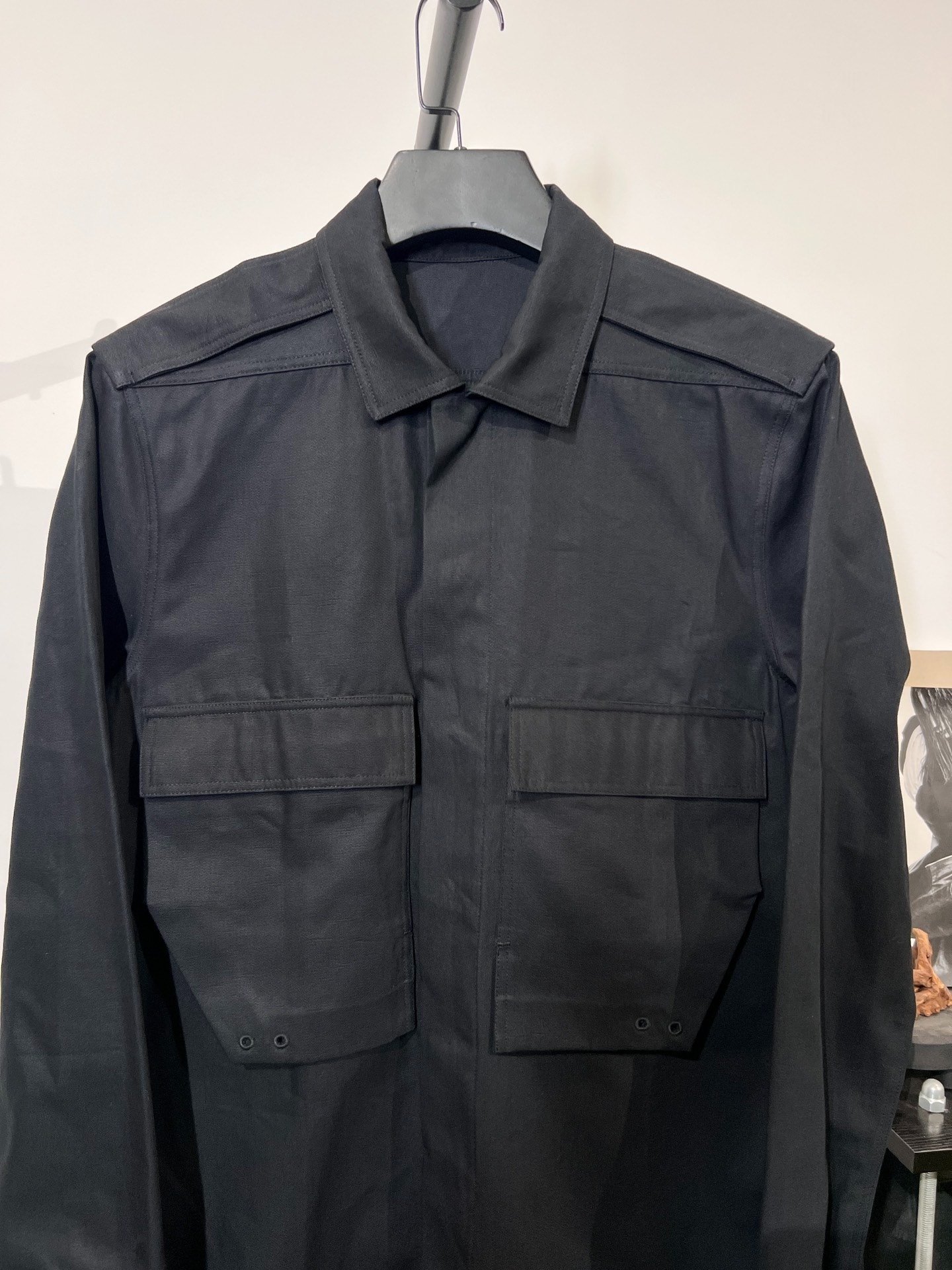 Rick Owens Mid-Length Utility Shirt Jacket — detail