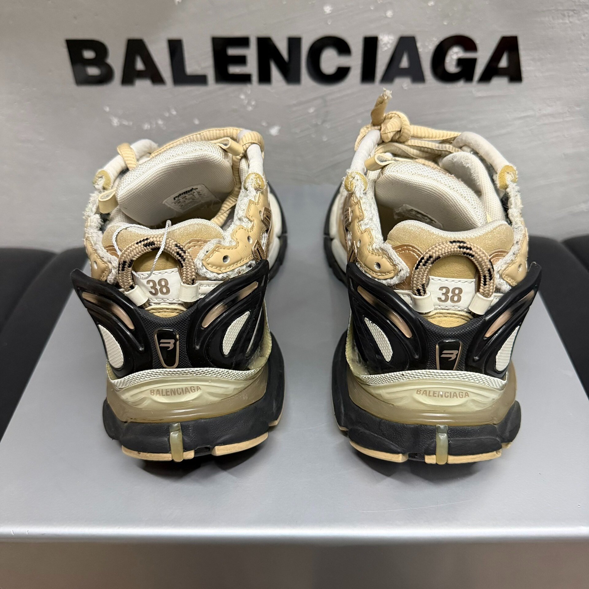 Balenciaga Runner Distressed Dad Shoes — label