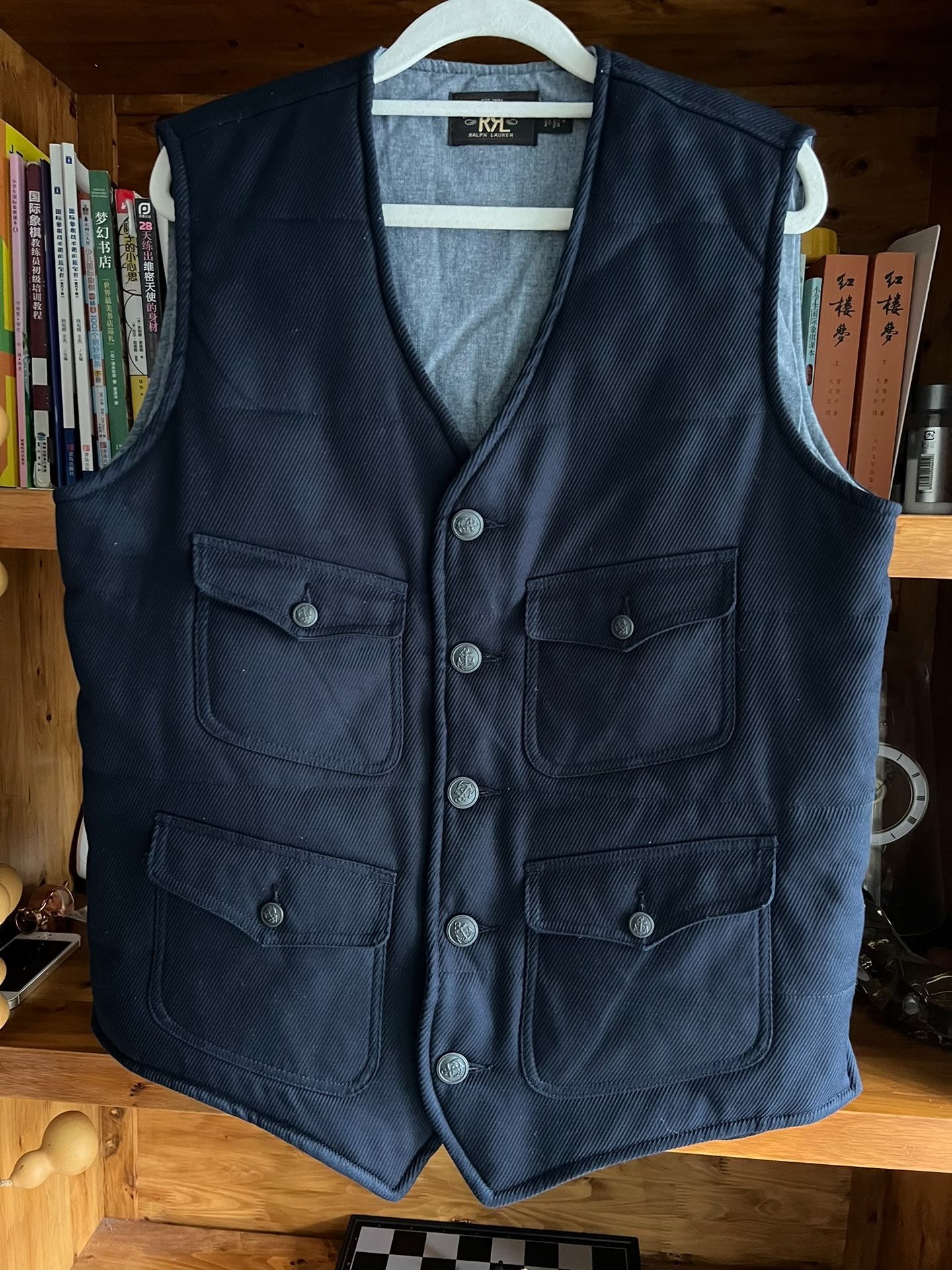 RRL Indigo Dyed Wool Down Vest