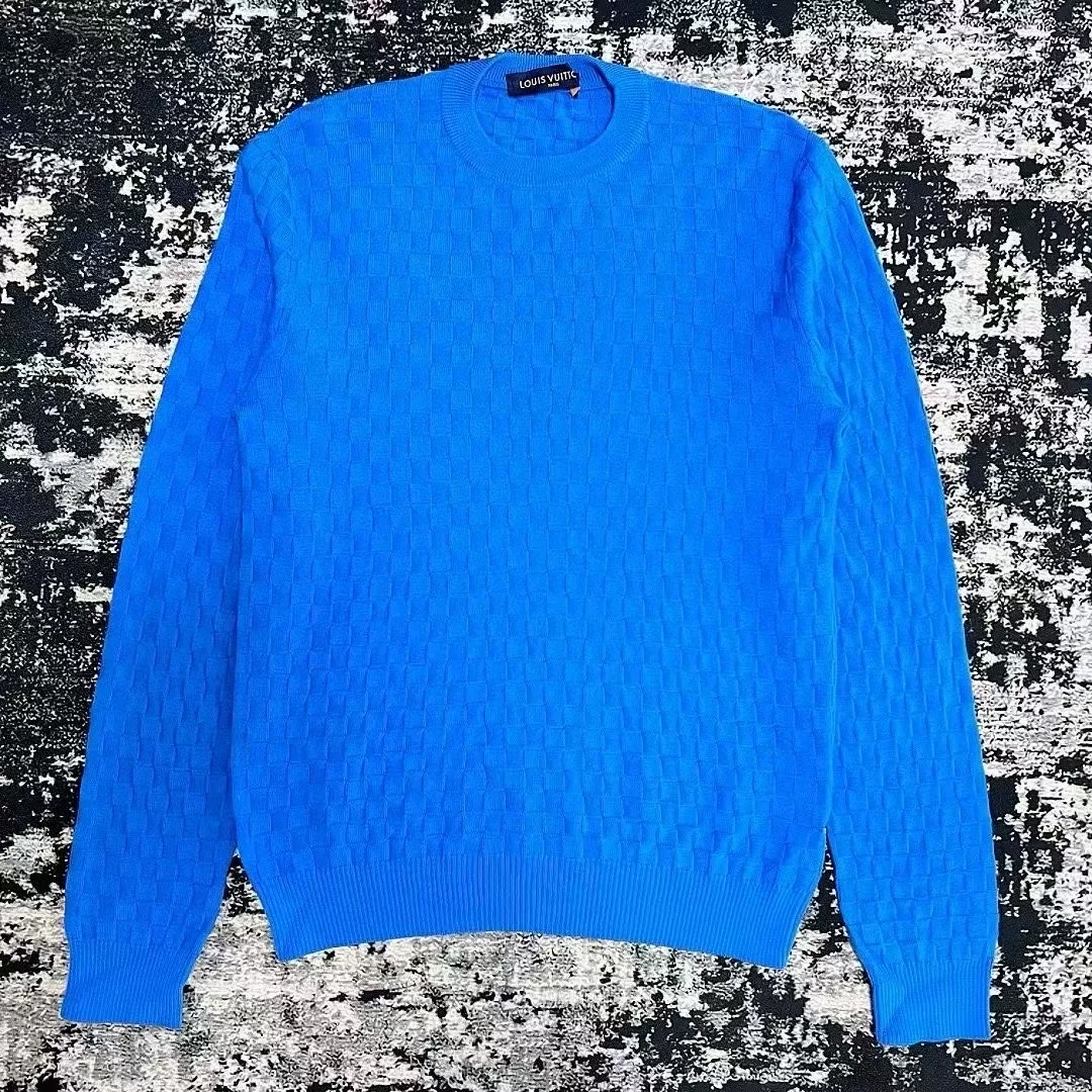 Louis Vuitton Blue Checkered Wool Sweater