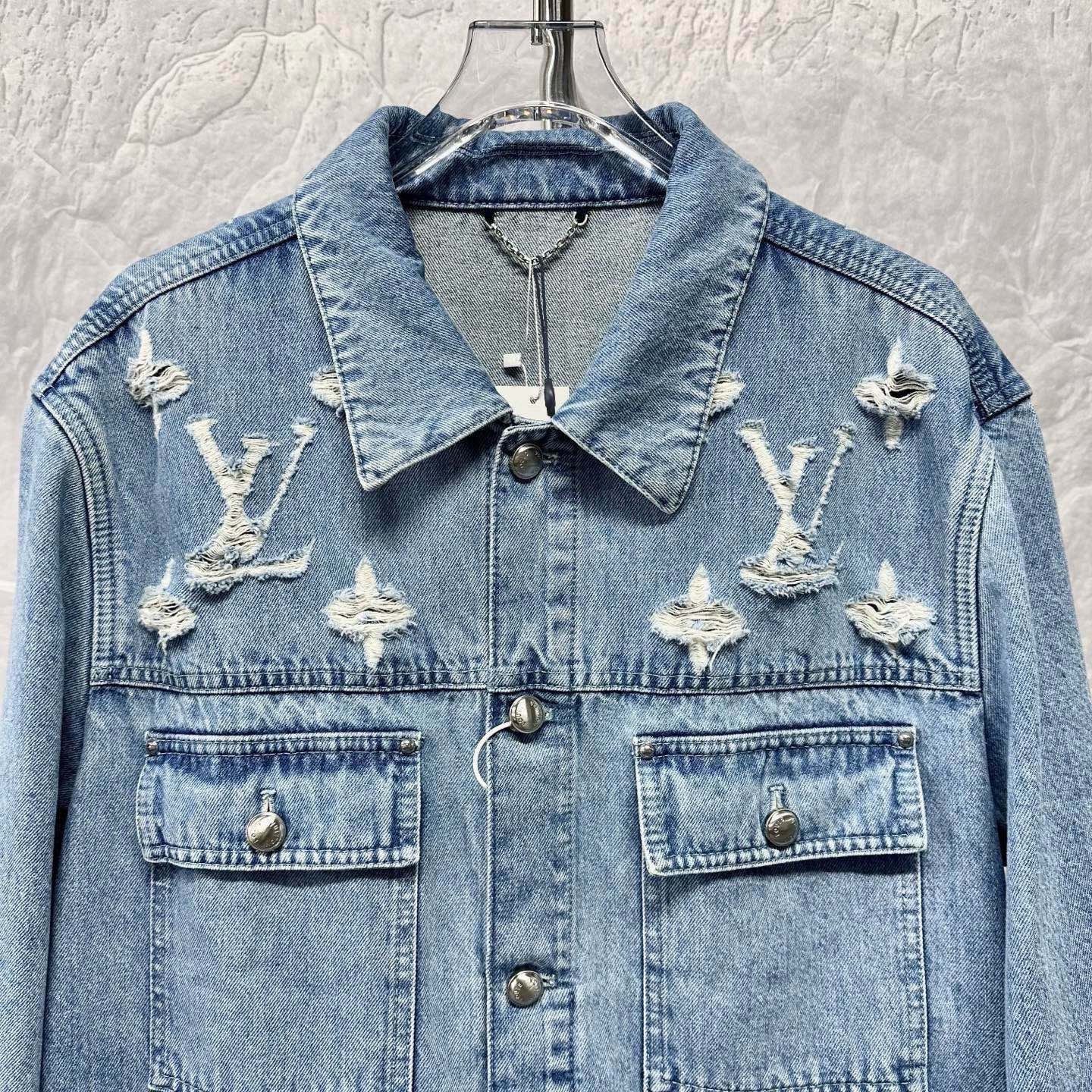 Louis Vuitton SS25 Distressed Logo Denim Jacket — front