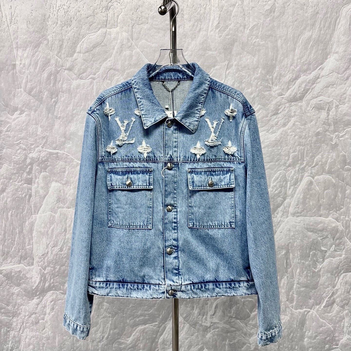 Louis Vuitton SS25 Distressed Logo Denim Jacket