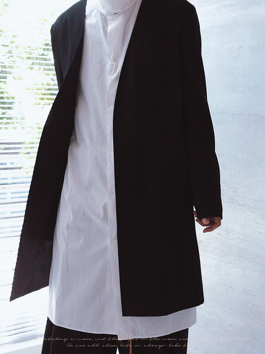 Yohji Yamamoto 20AW Collarless Wool Coat — label