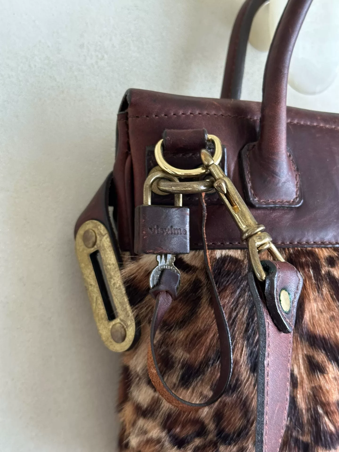 Visvim Mail Satchel XXS Leopard — back