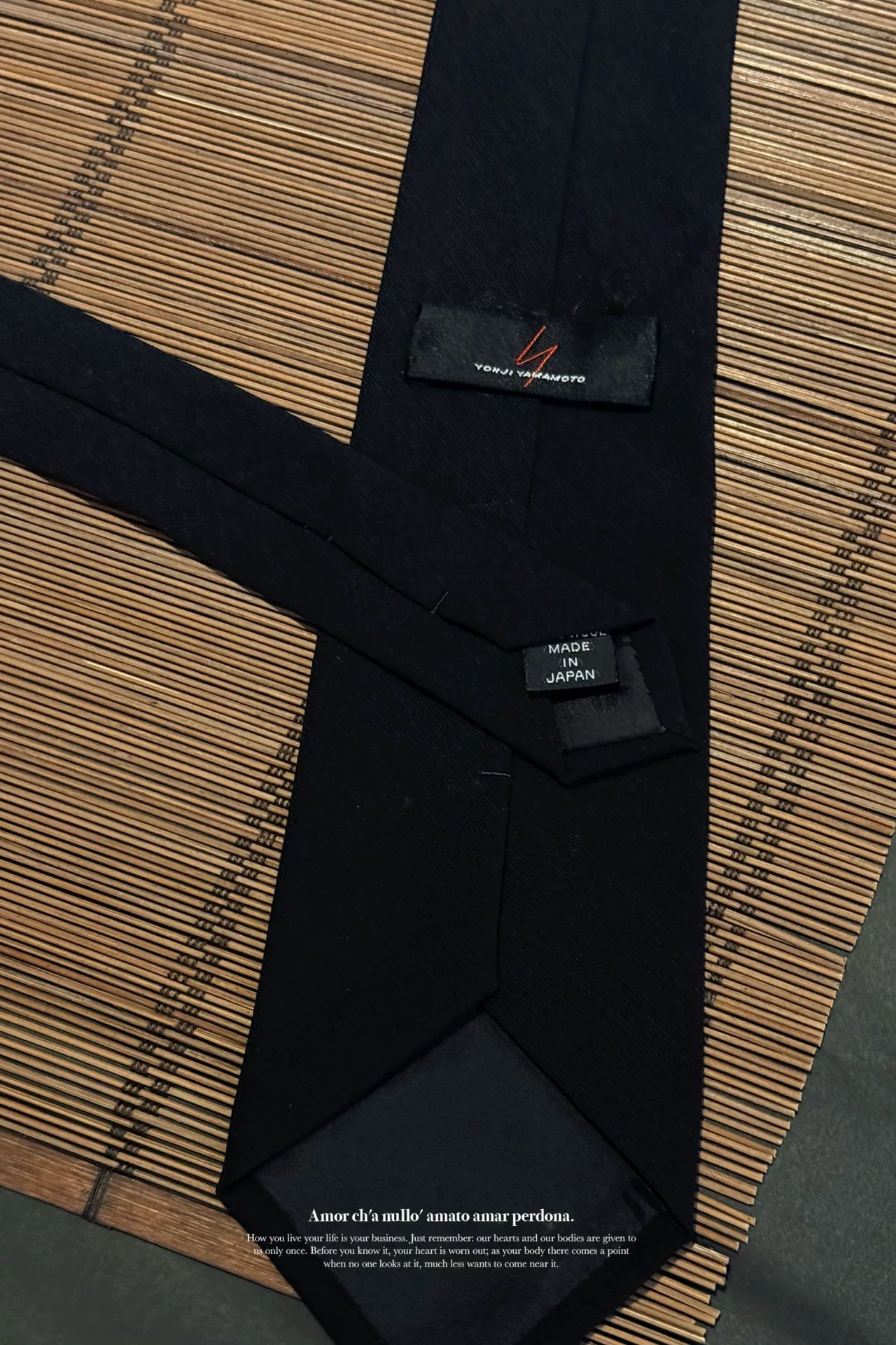 Yohji Yamamoto Discharge Print Caterpillar Tie — detail