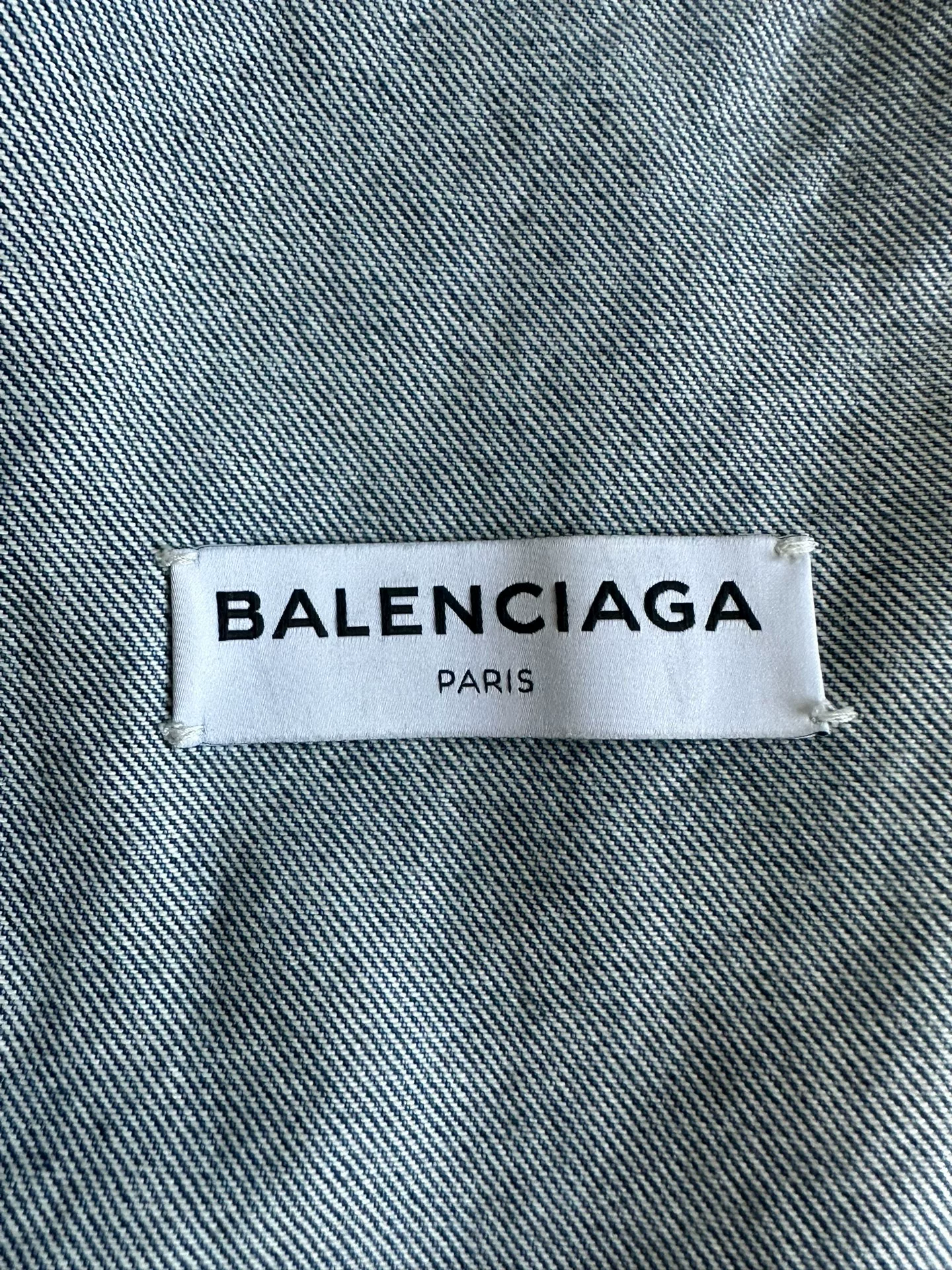 Balenciaga Washed Distressed Logo Denim Jacket — back