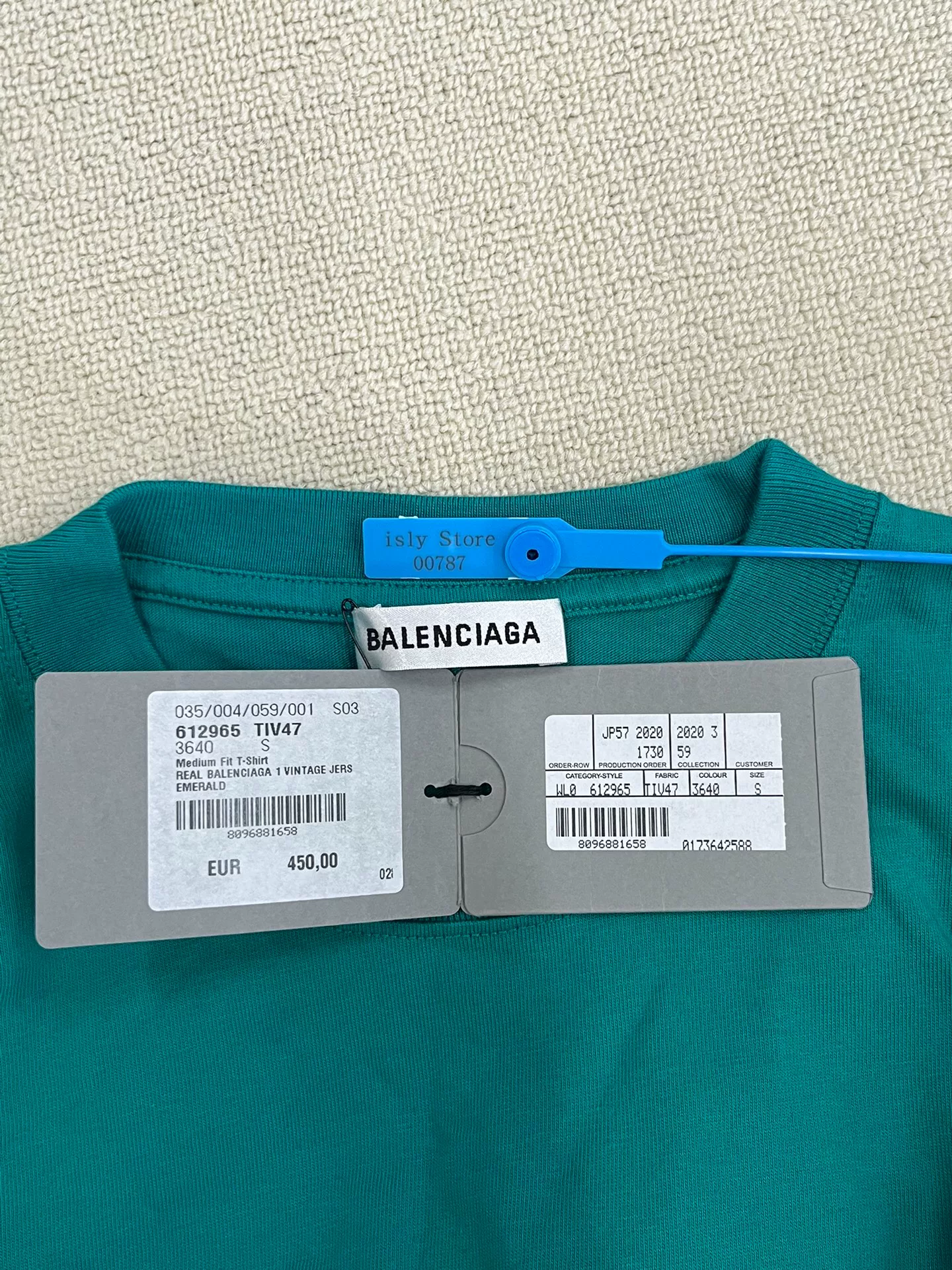 Balenciaga Green Band Portrait Logo T-shirt — back