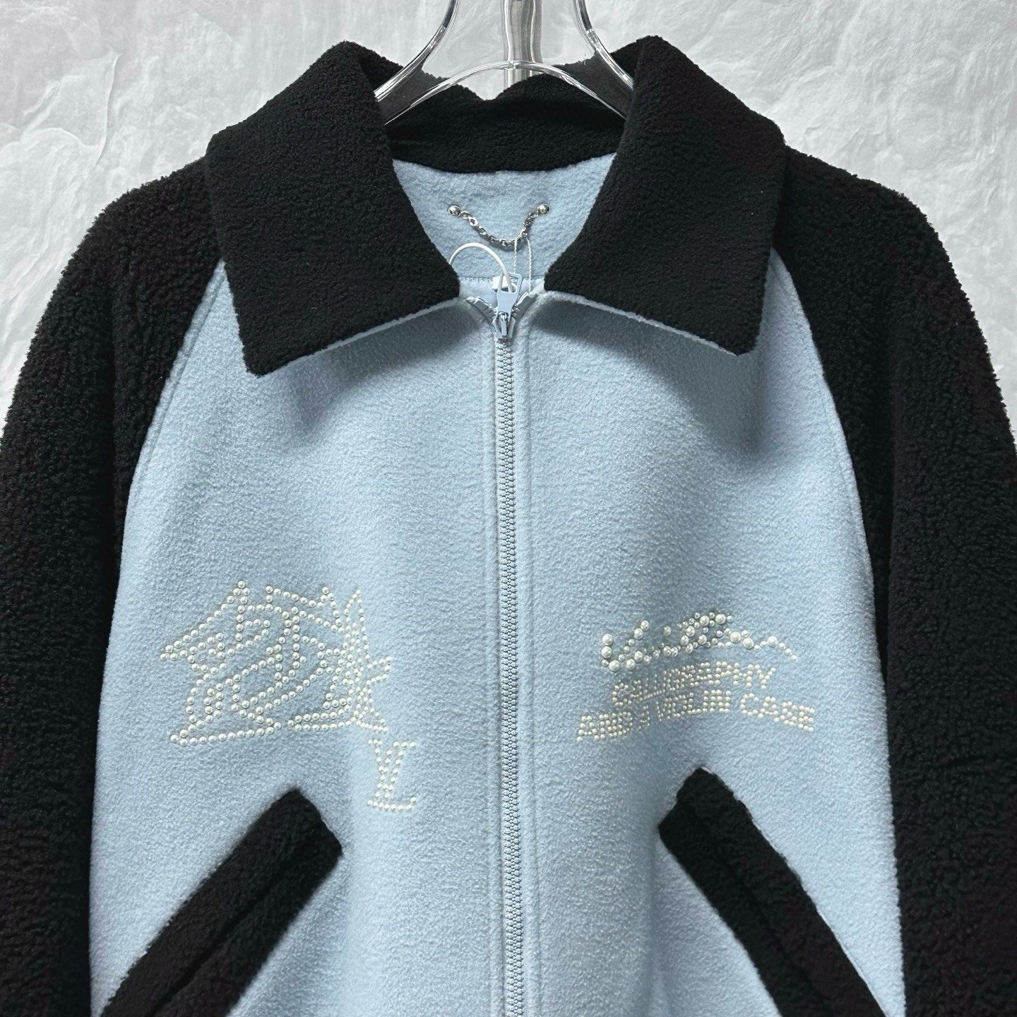 Louis Vuitton SS24 Pearl Baseball Jacket — front