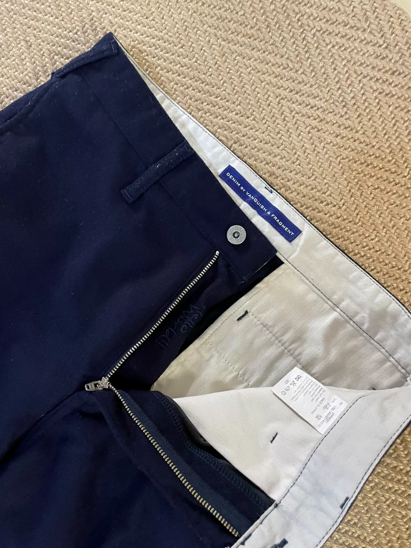 DENIM BY VANQUISH & FRAGMENT Pink Shimmer Wool Pants — back