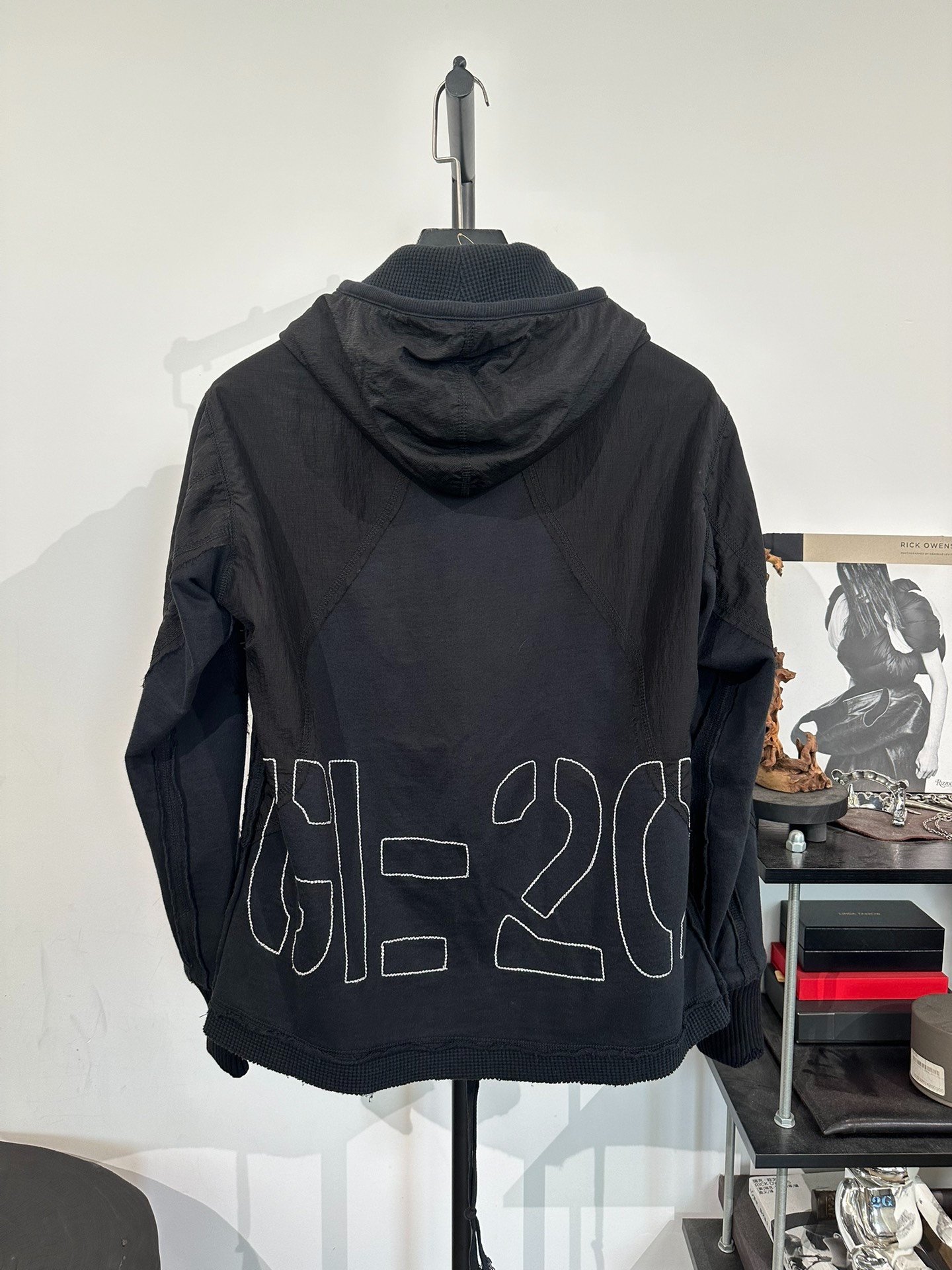 Greg Lauren Black Hooded Jacket — front