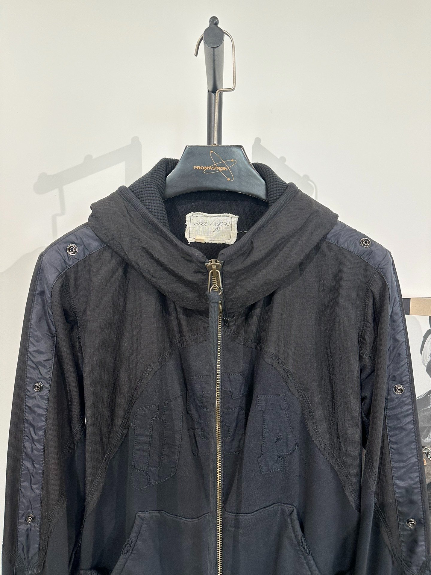 Greg Lauren Black Hooded Jacket — detail