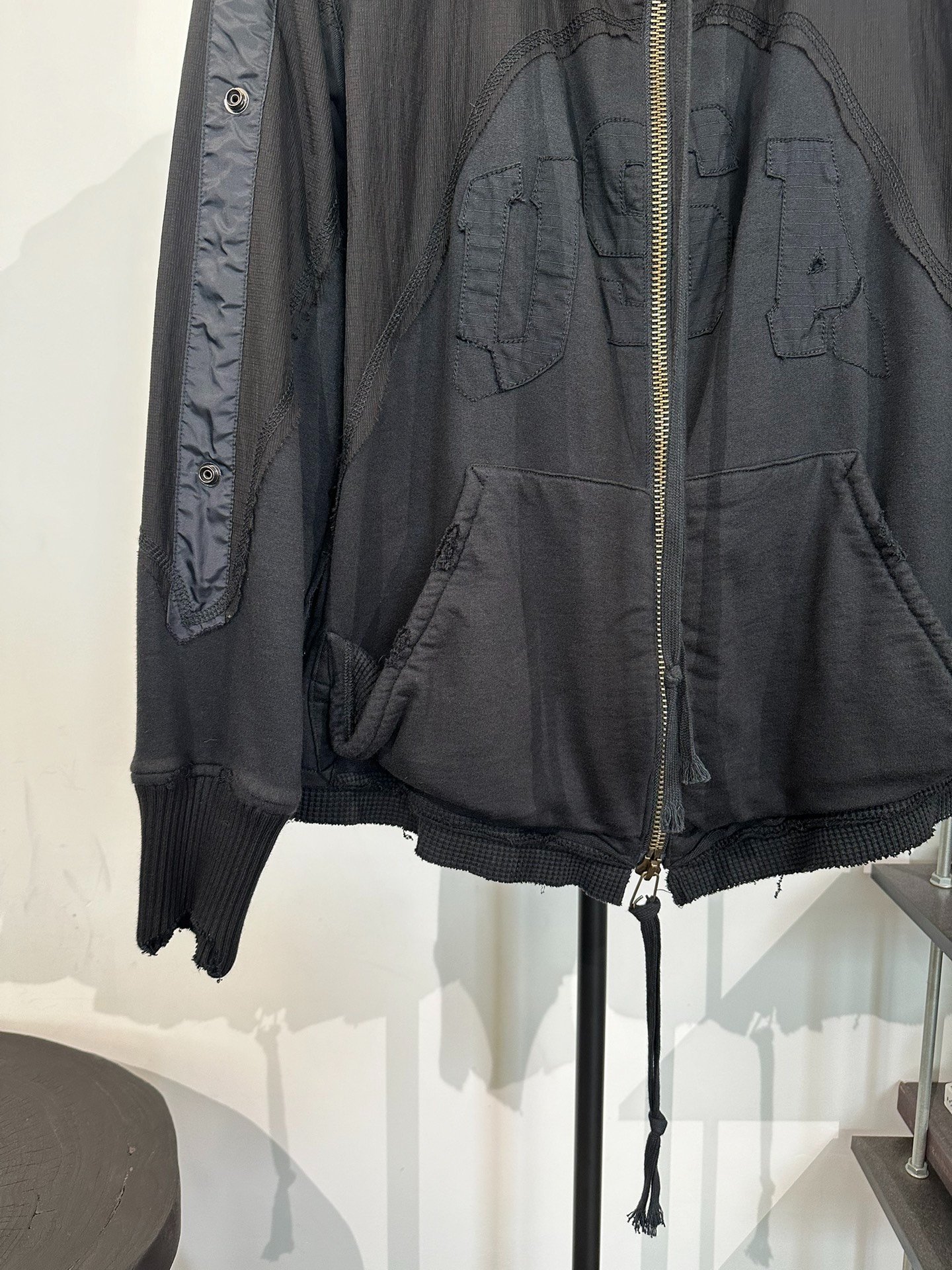 Greg Lauren Black Hooded Jacket — label