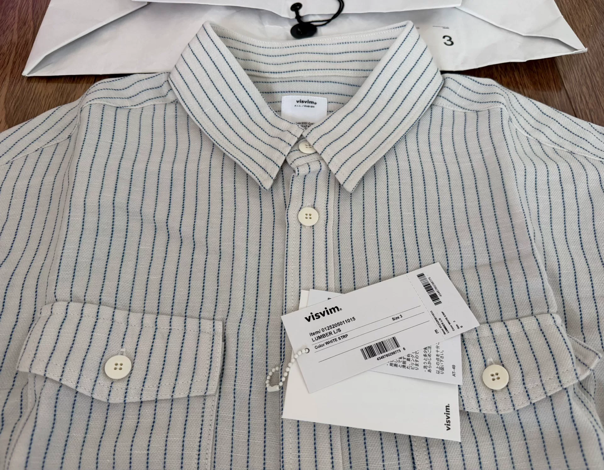 VISVIM 25AW Lumber L/S White Stripe — detail