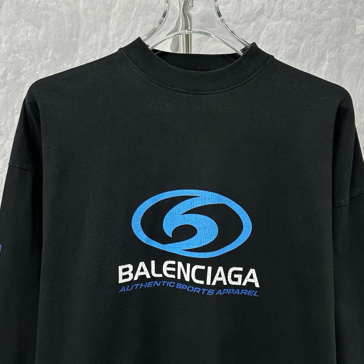 Balenciaga Wave Crack Print Distressed Longsleeve — front
