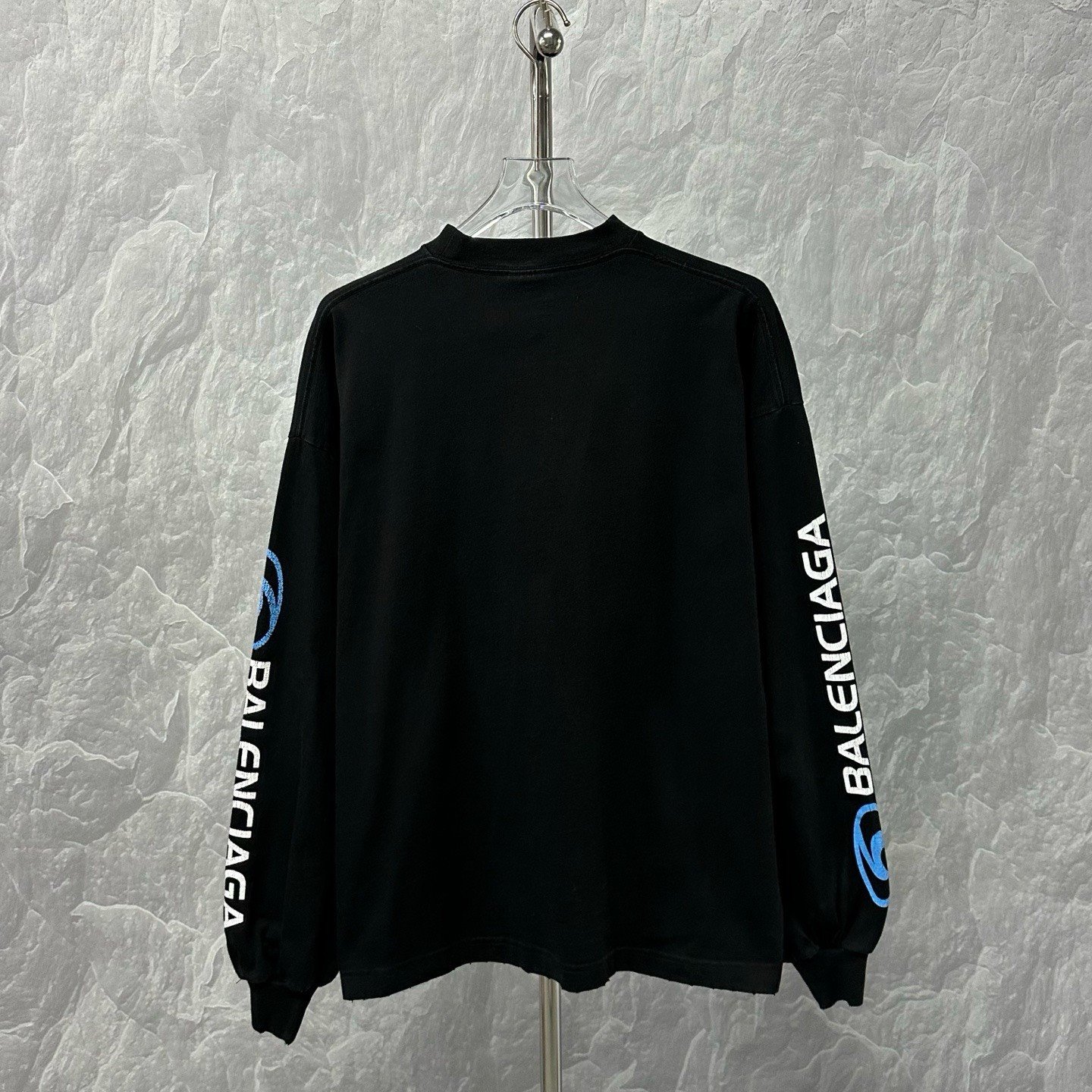 Balenciaga Wave Crack Print Distressed Longsleeve — back