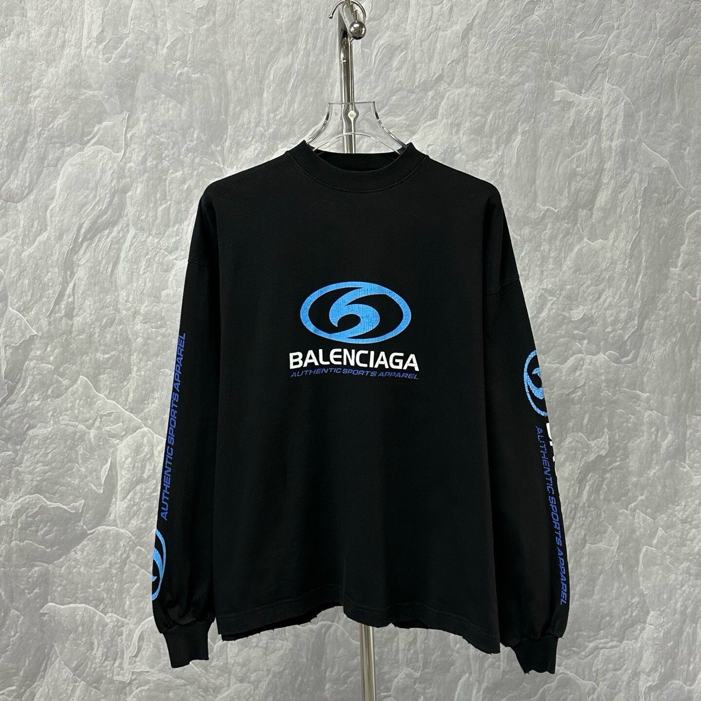 Balenciaga Wave Crack Print Distressed Longsleeve