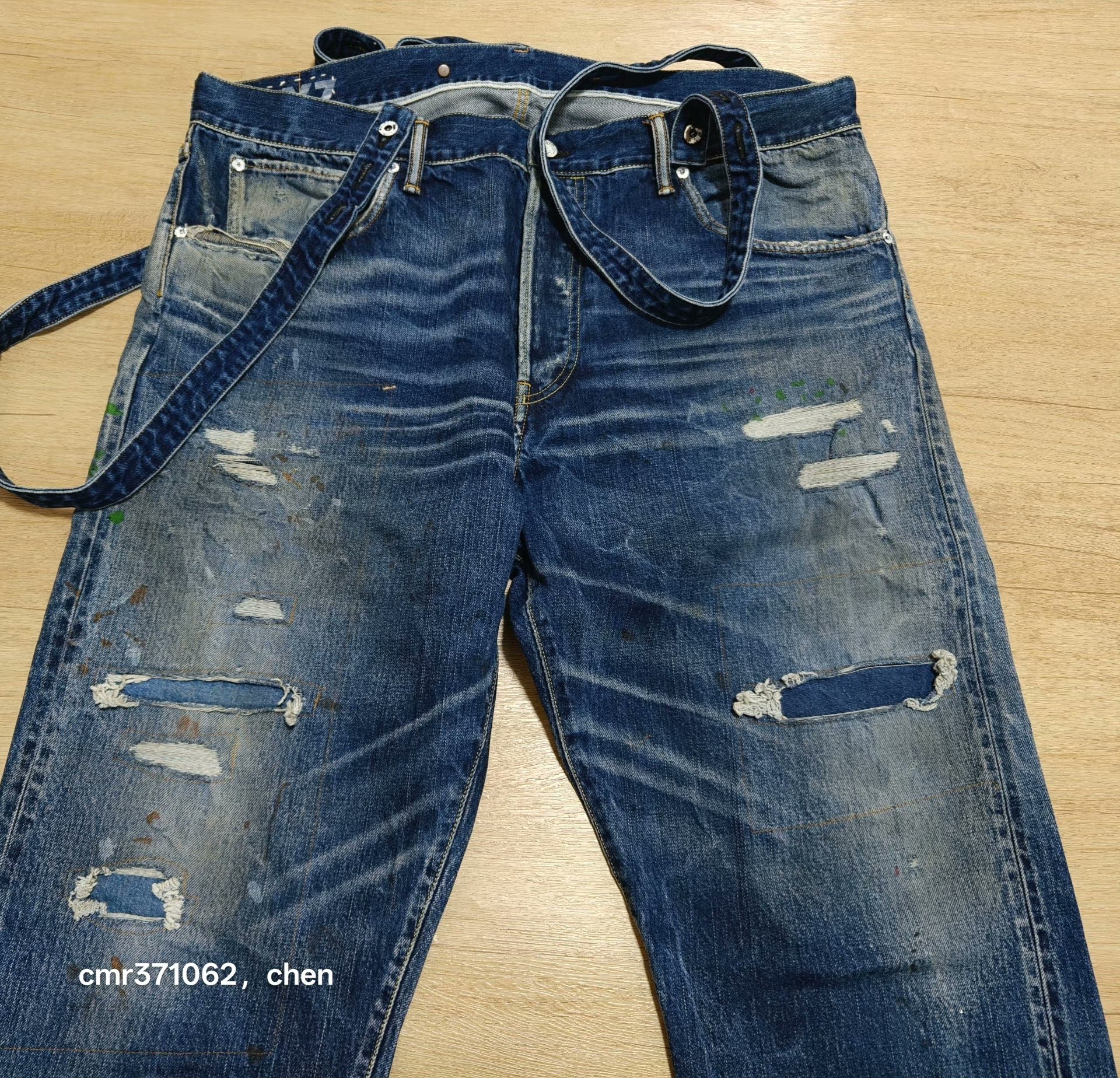 visvim TRAVAILLER BRACES DRY DENIM-7 — front