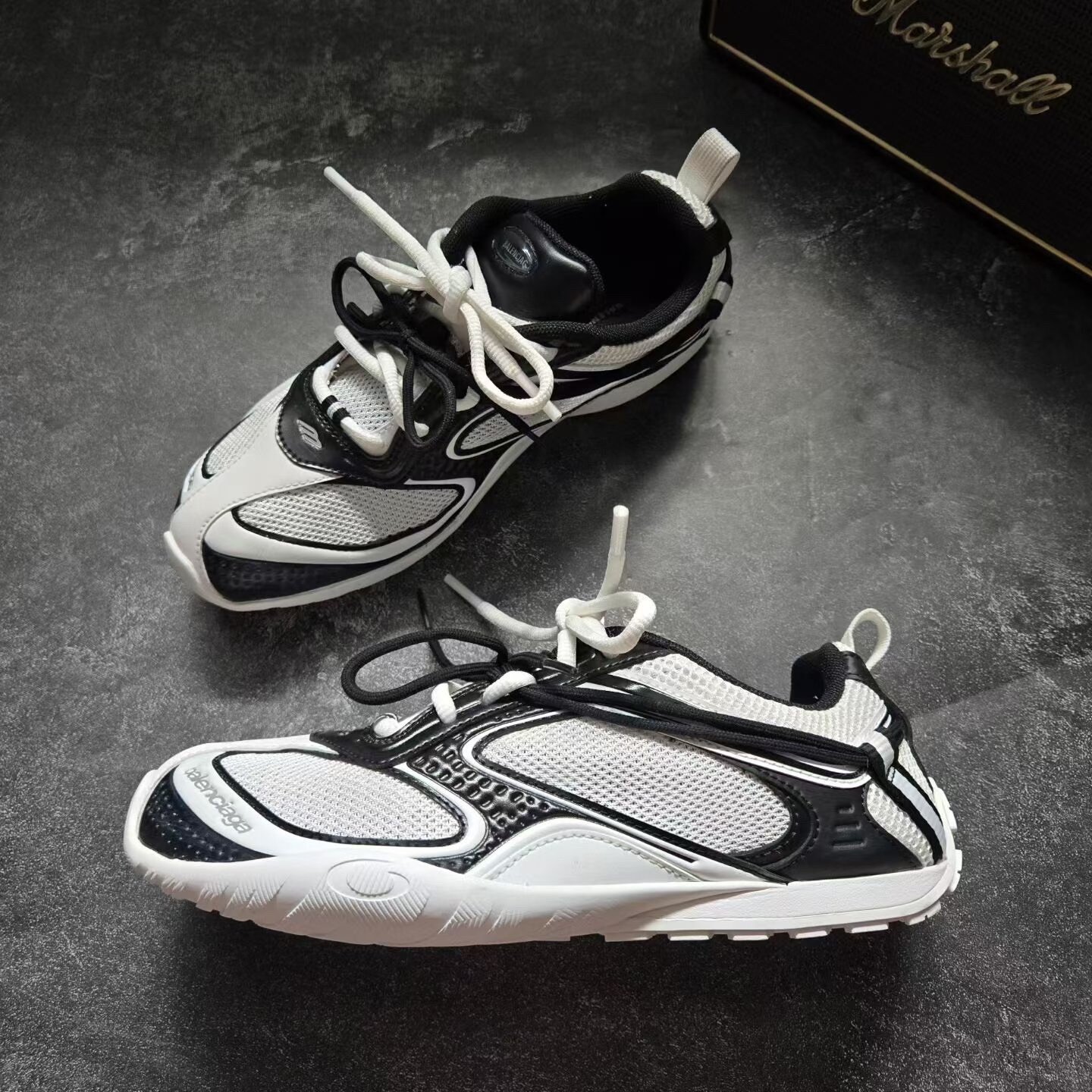 Balenciaga RADAR Black White Running Shoes — back