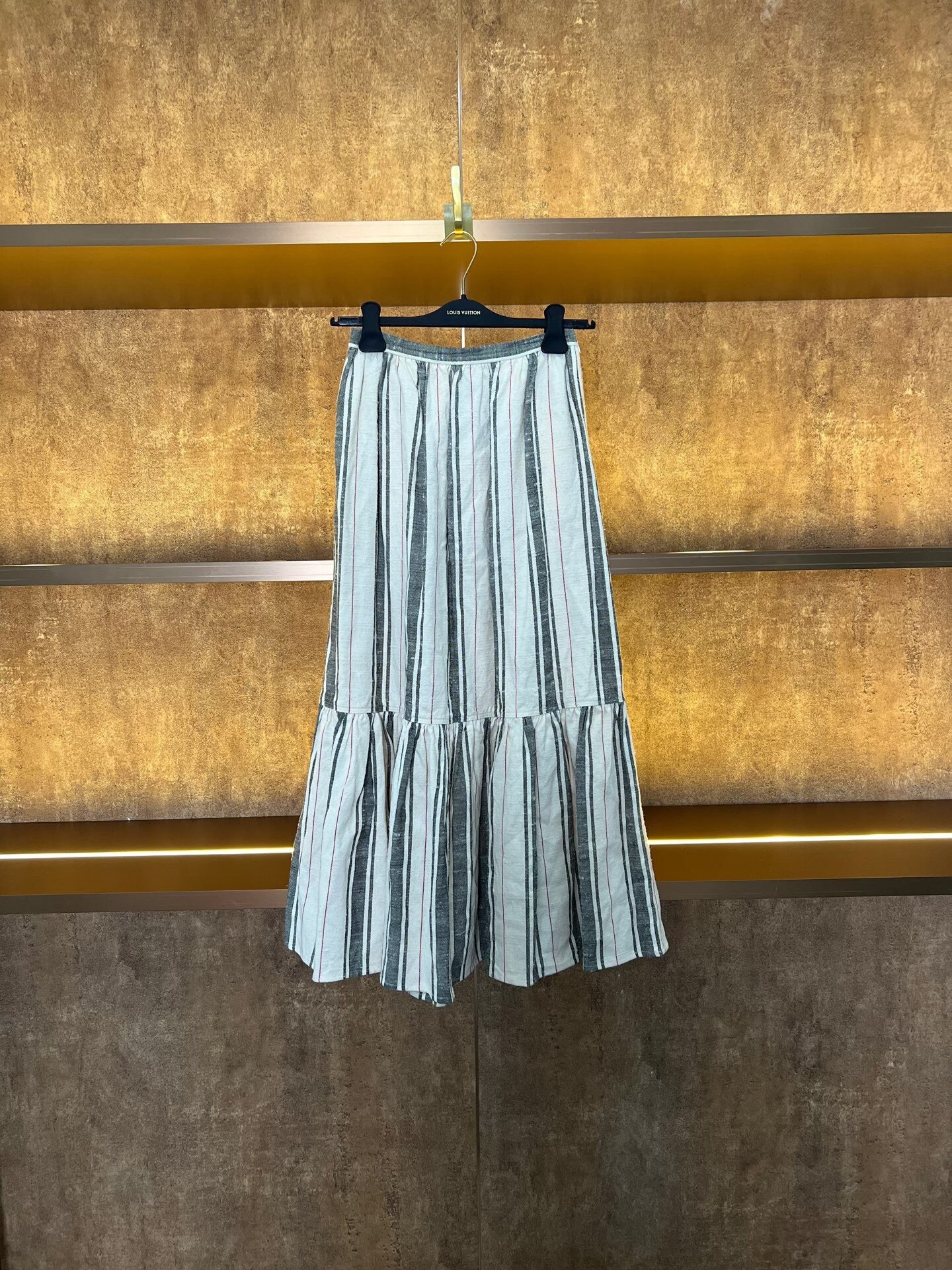 Dior Striped Long Pleated Skirt