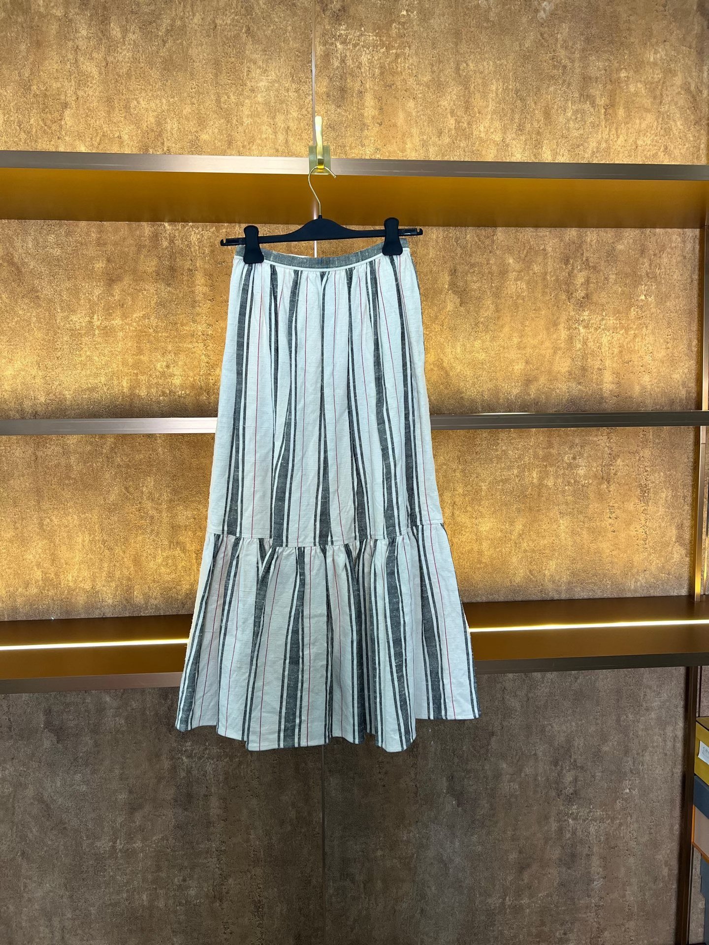 Dior Striped Long Pleated Skirt — front