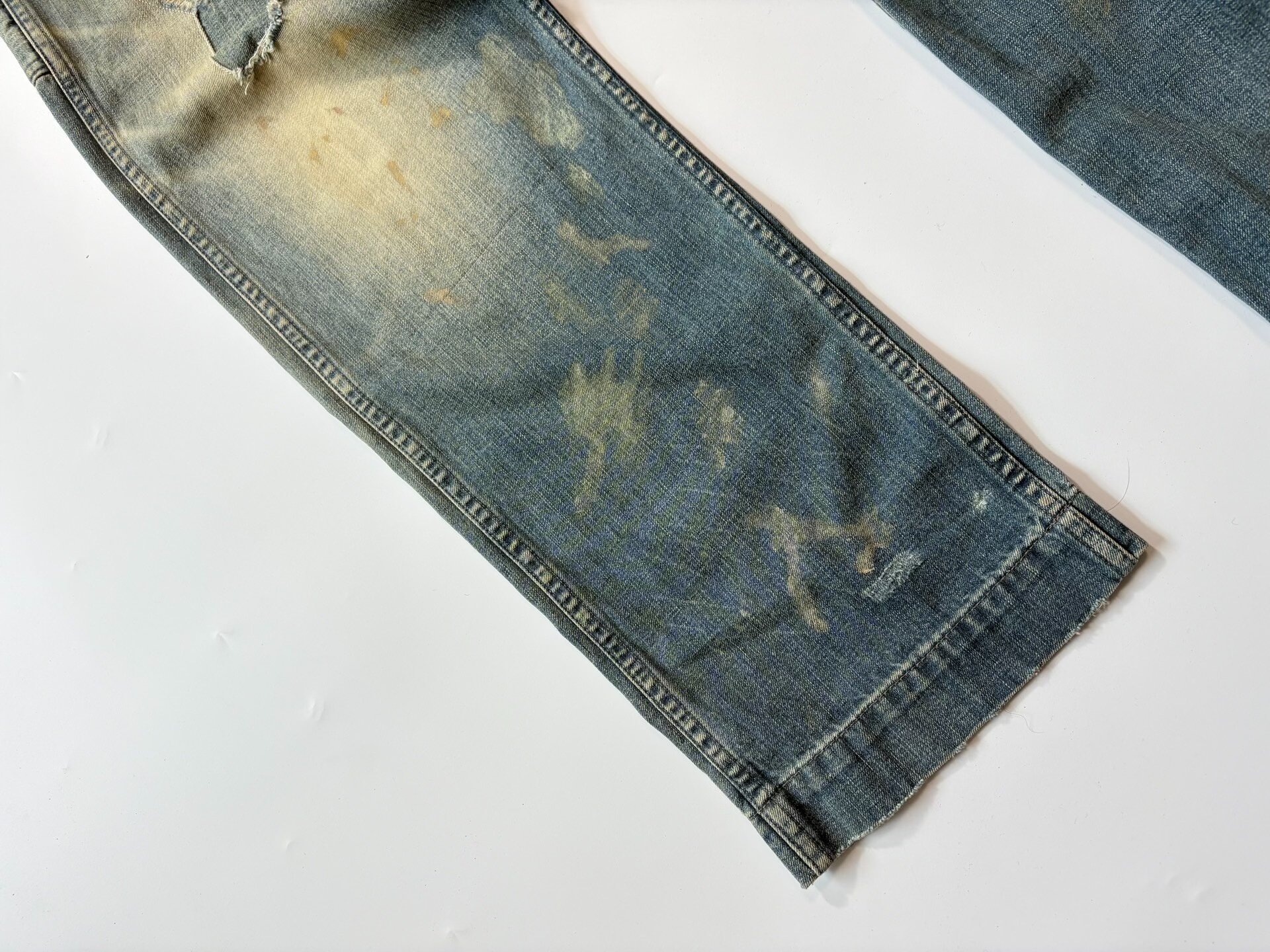 RRL Double RL Vintage Distressed Jeans — detail