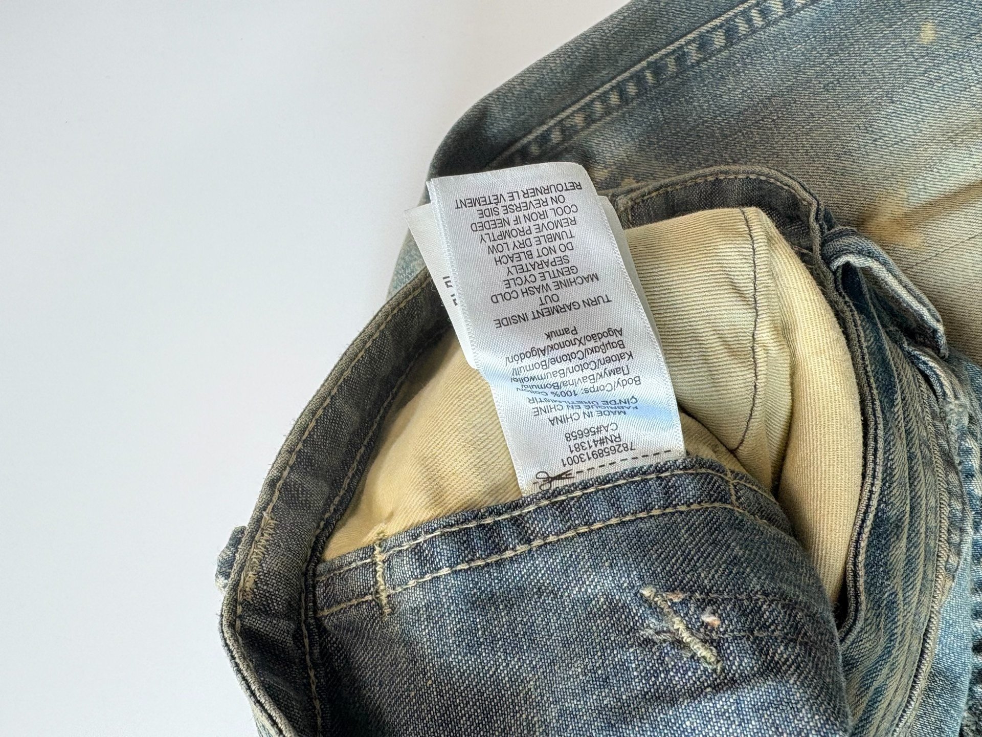 RRL Double RL Vintage Distressed Jeans — label