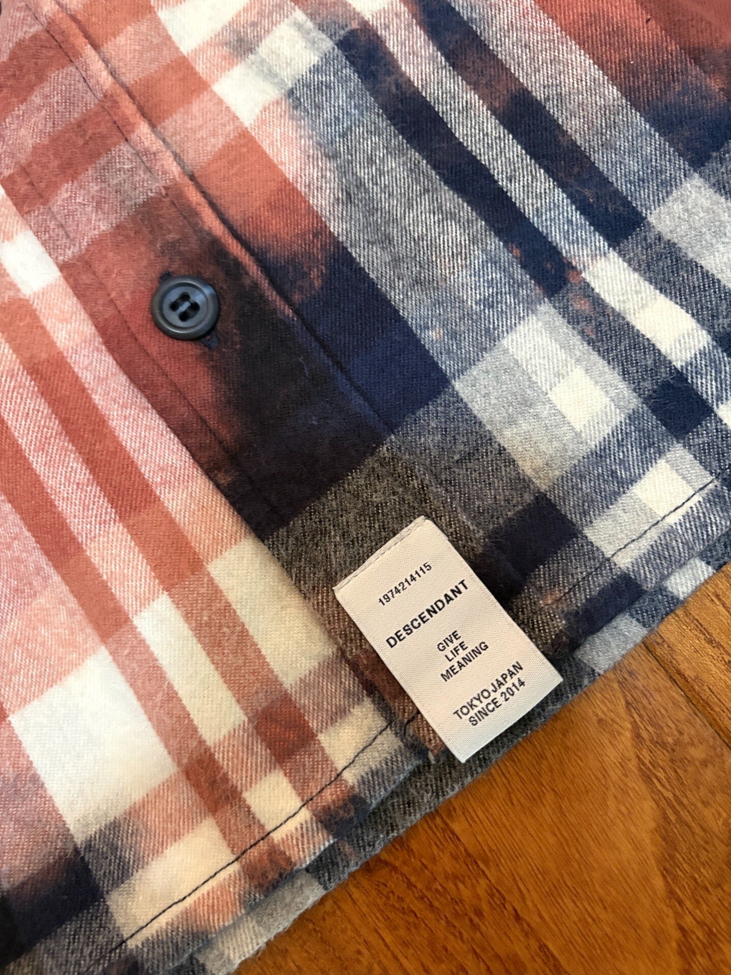 Descendant 18SS Moss Check LS Shirt — detail