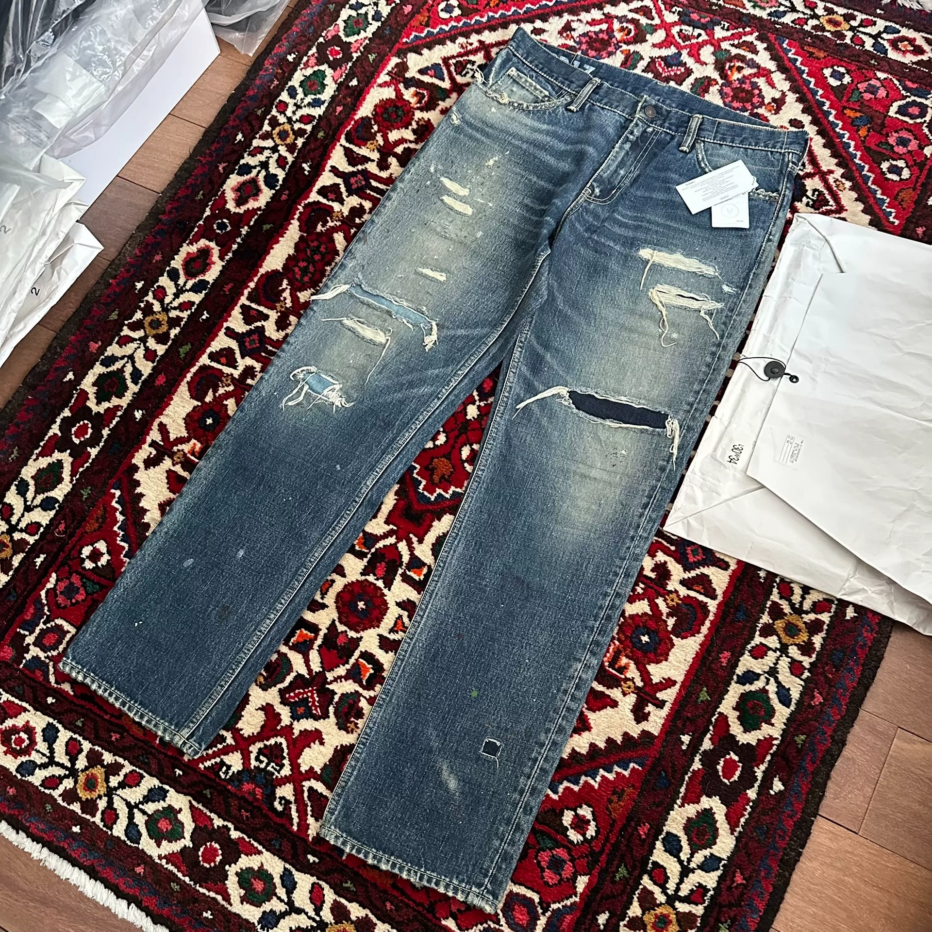 visvim 03D17 Journeyman Wide Mud Jeans — label