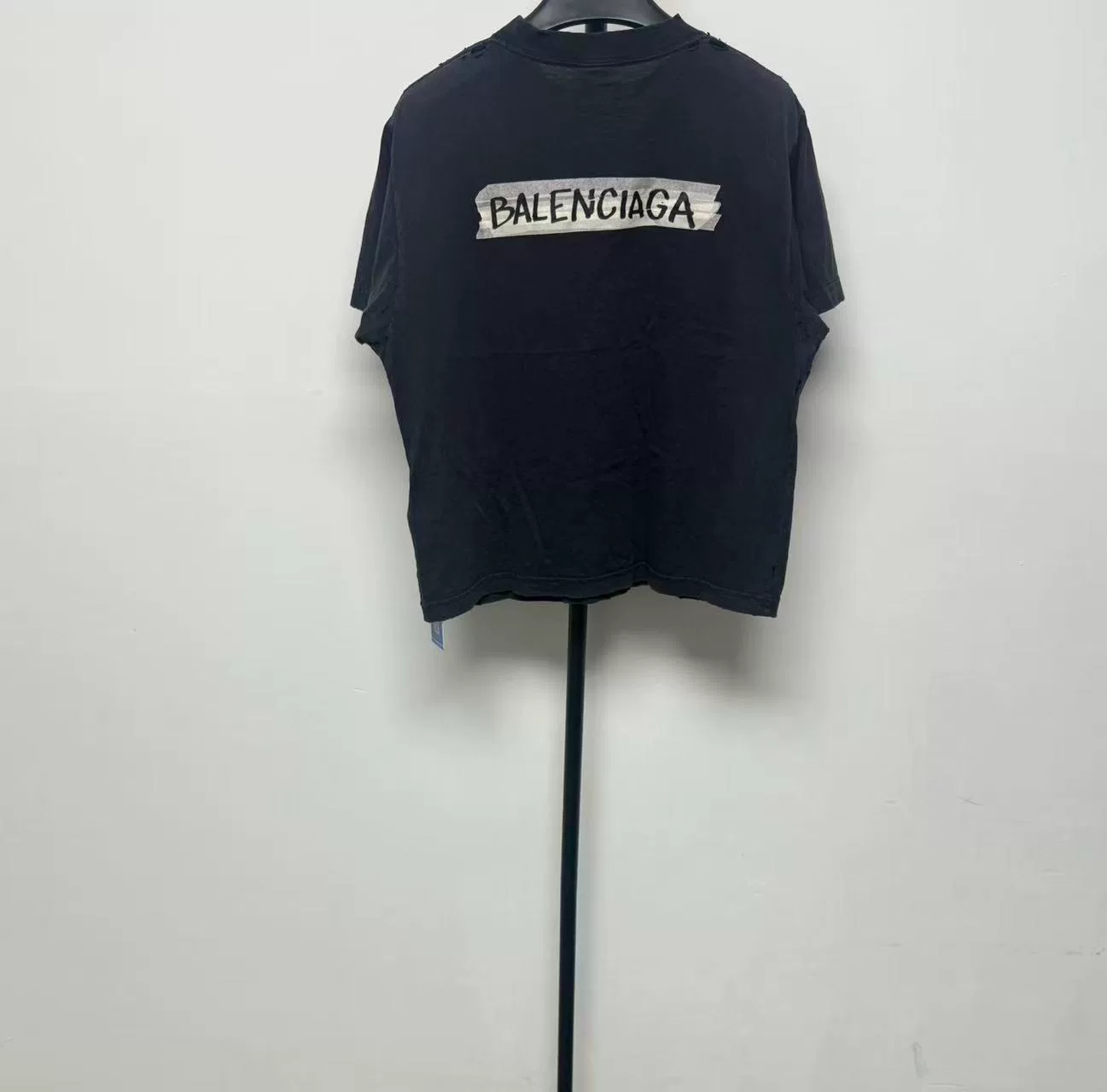 Balenciaga Faded Black Short-Sleeve T-Shirt — front
