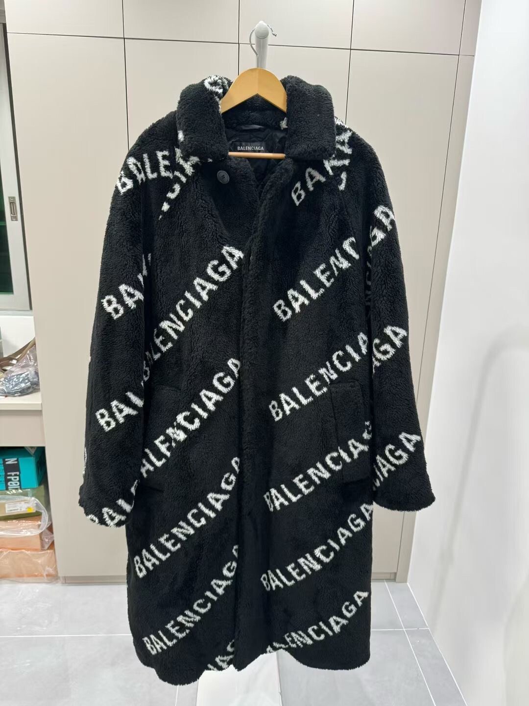 Balenciaga Letter Logo Print Coat