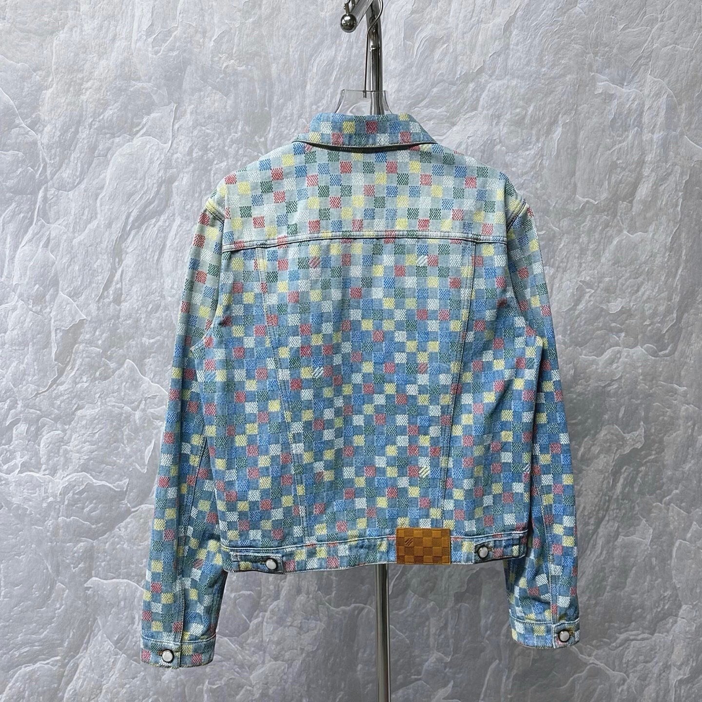 Louis Vuitton SS25 Colorful Checkered Denim Jacket — back