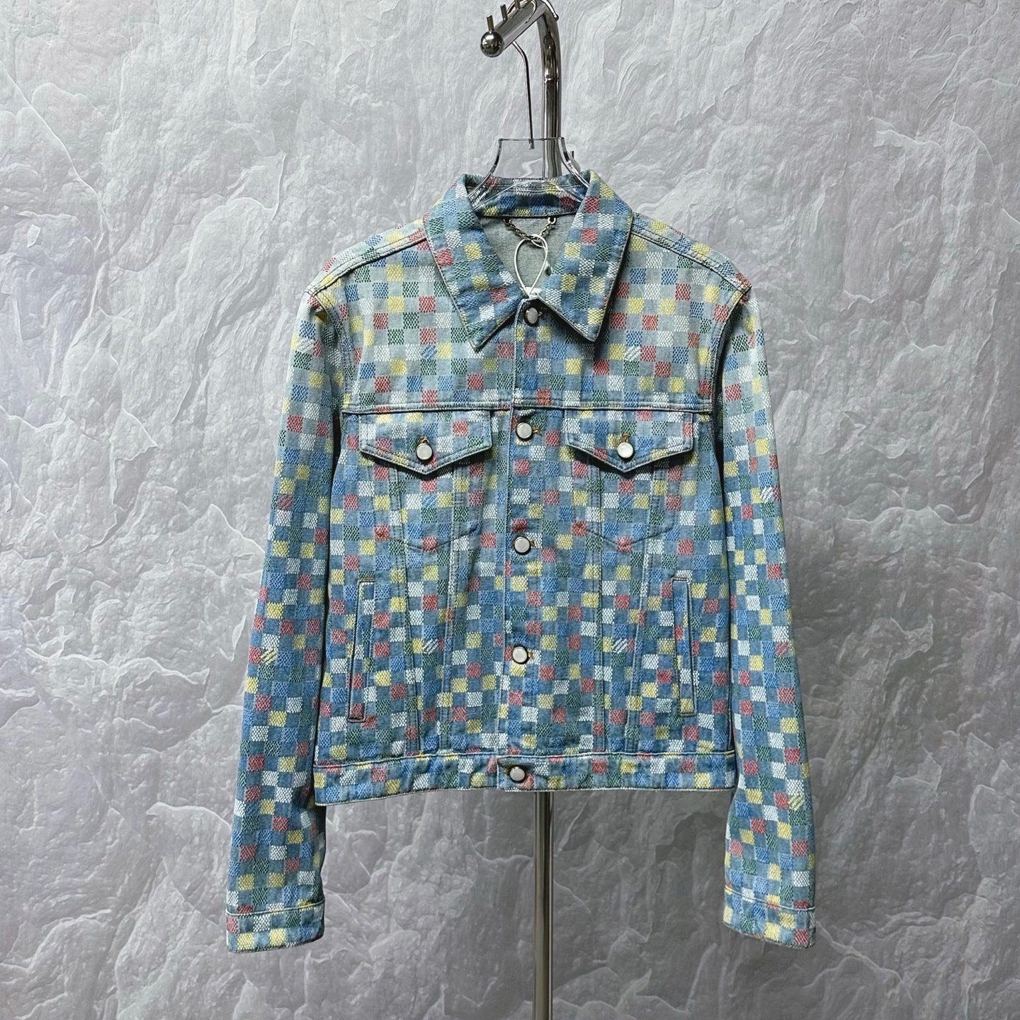 Louis Vuitton SS25 Colorful Checkered Denim Jacket