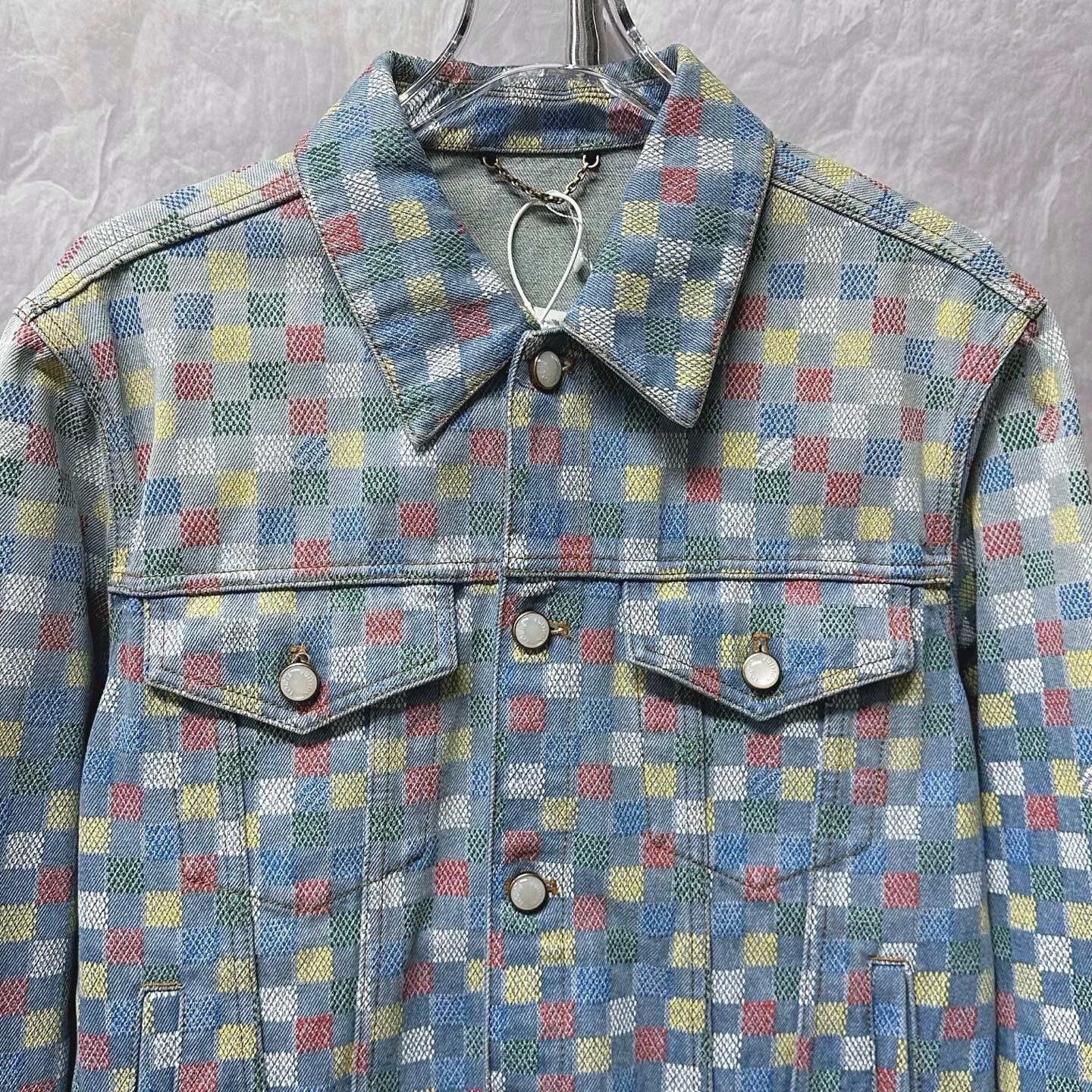 Louis Vuitton SS25 Colorful Checkered Denim Jacket — front