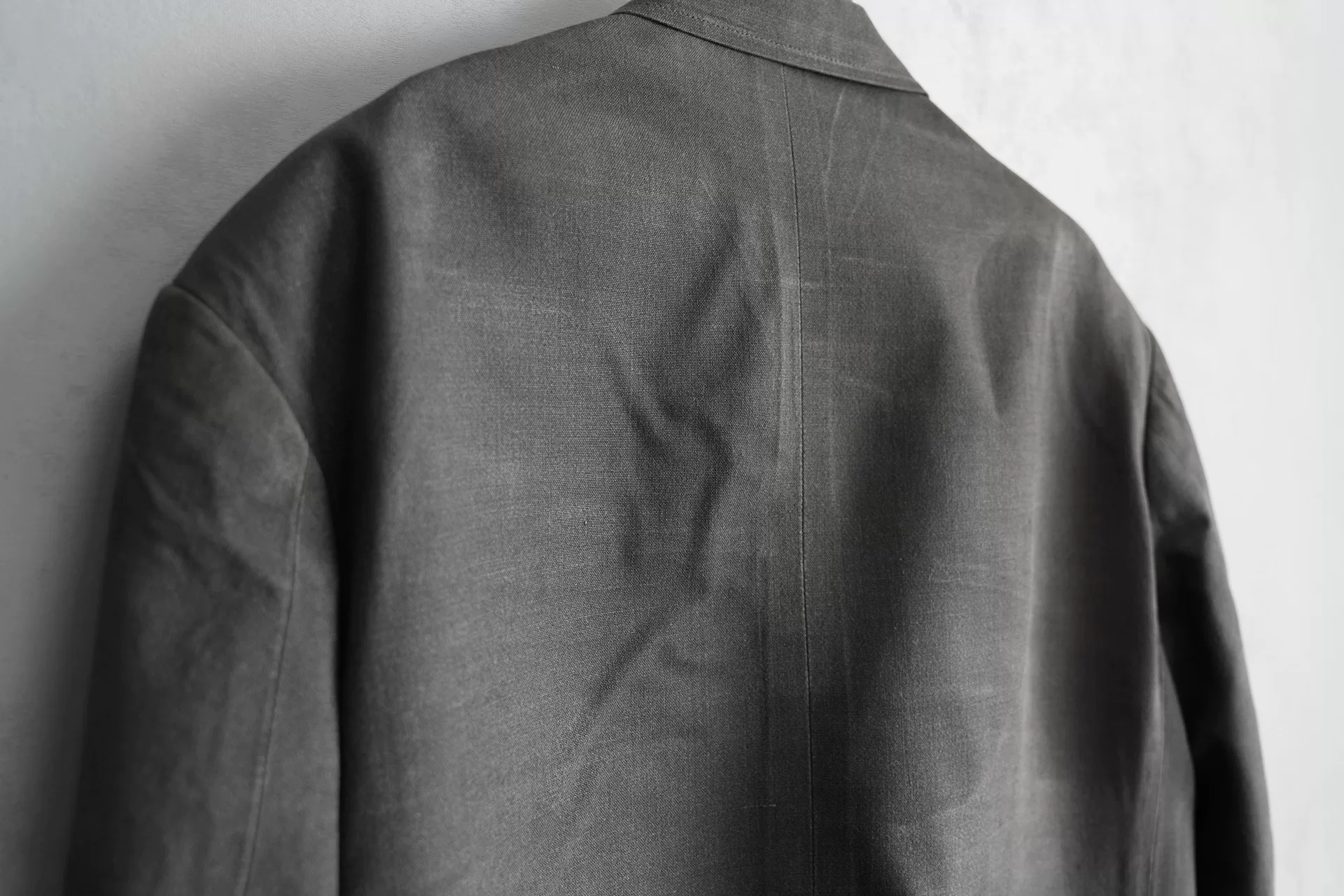 Yohji Yamamoto 91SS Cement Gray Silk Jacket — detail