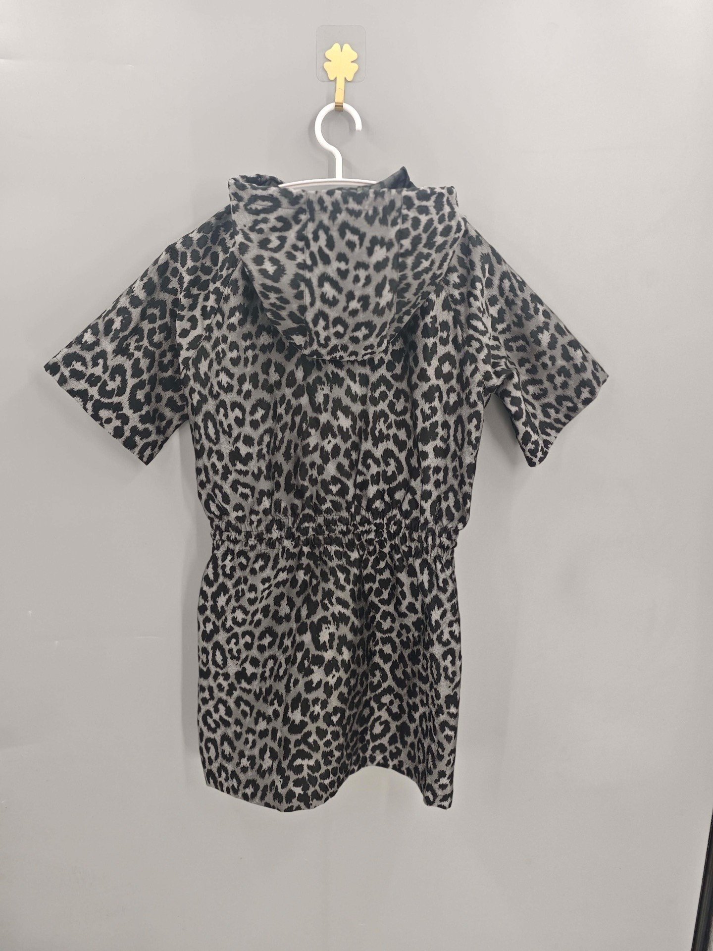 Dior Leopard Print Hooded Half-Zip Dress — front