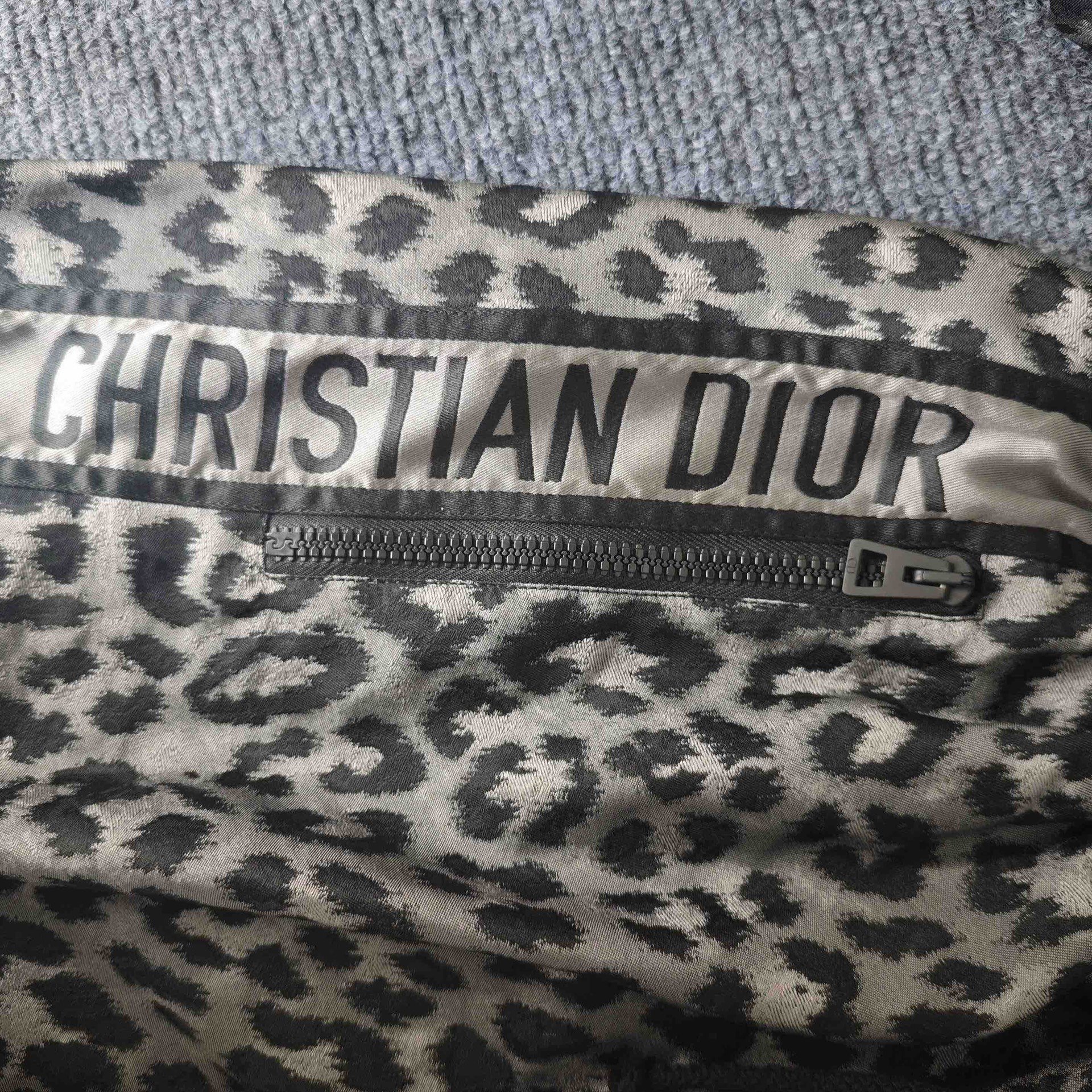 Dior Leopard Print Hooded Half-Zip Dress — label