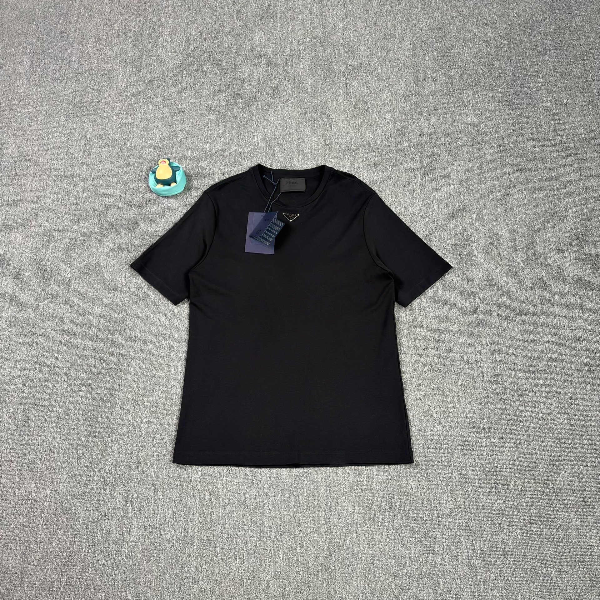 Prada Black Short-Sleeve Triangle Logo Shirt