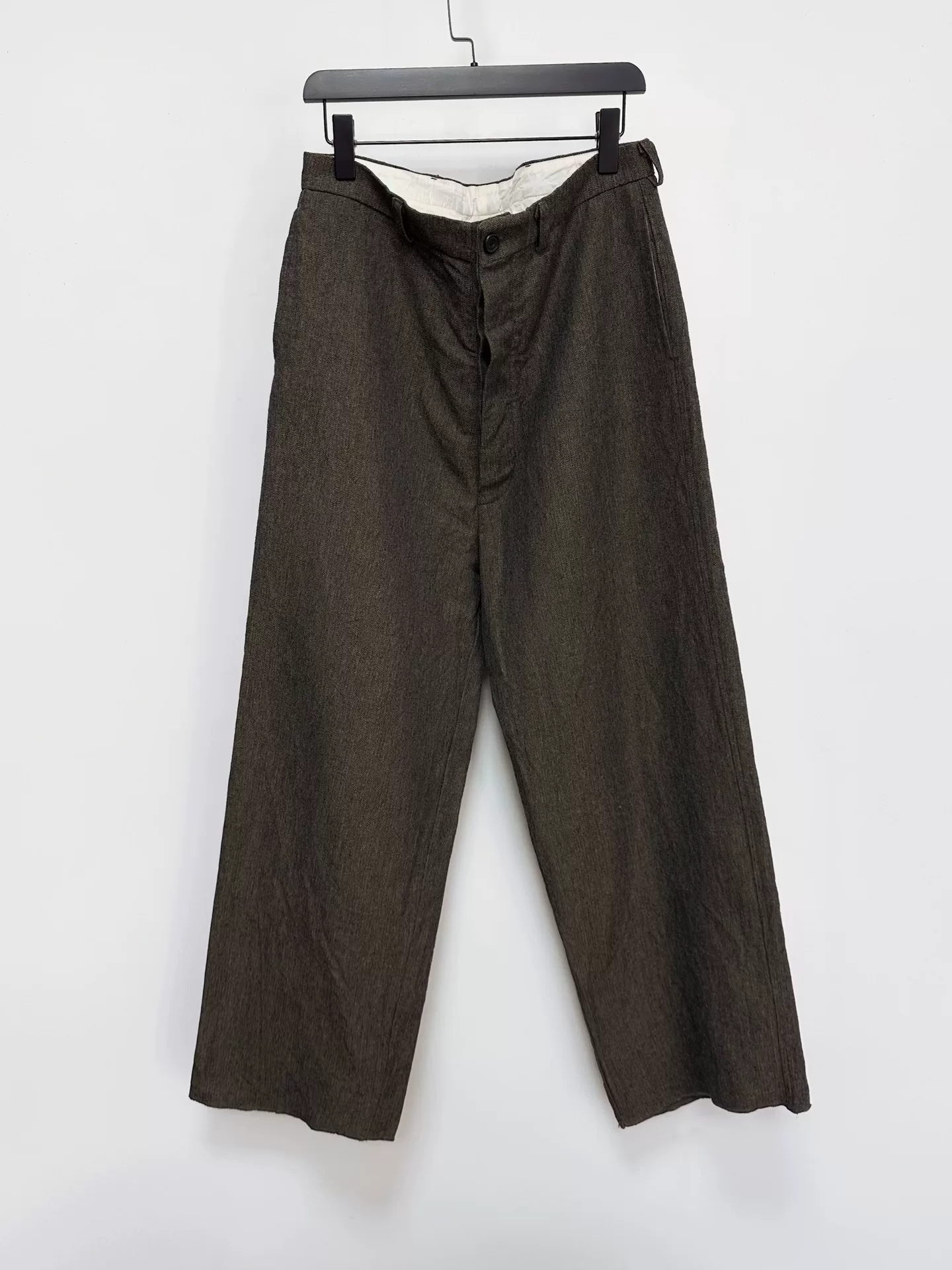 Paul Harnden Wool Linen Wide-Leg Pants