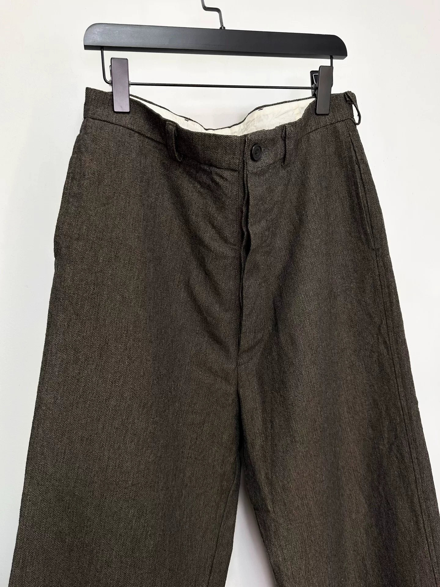 Paul Harnden Wool Linen Wide-Leg Pants — detail